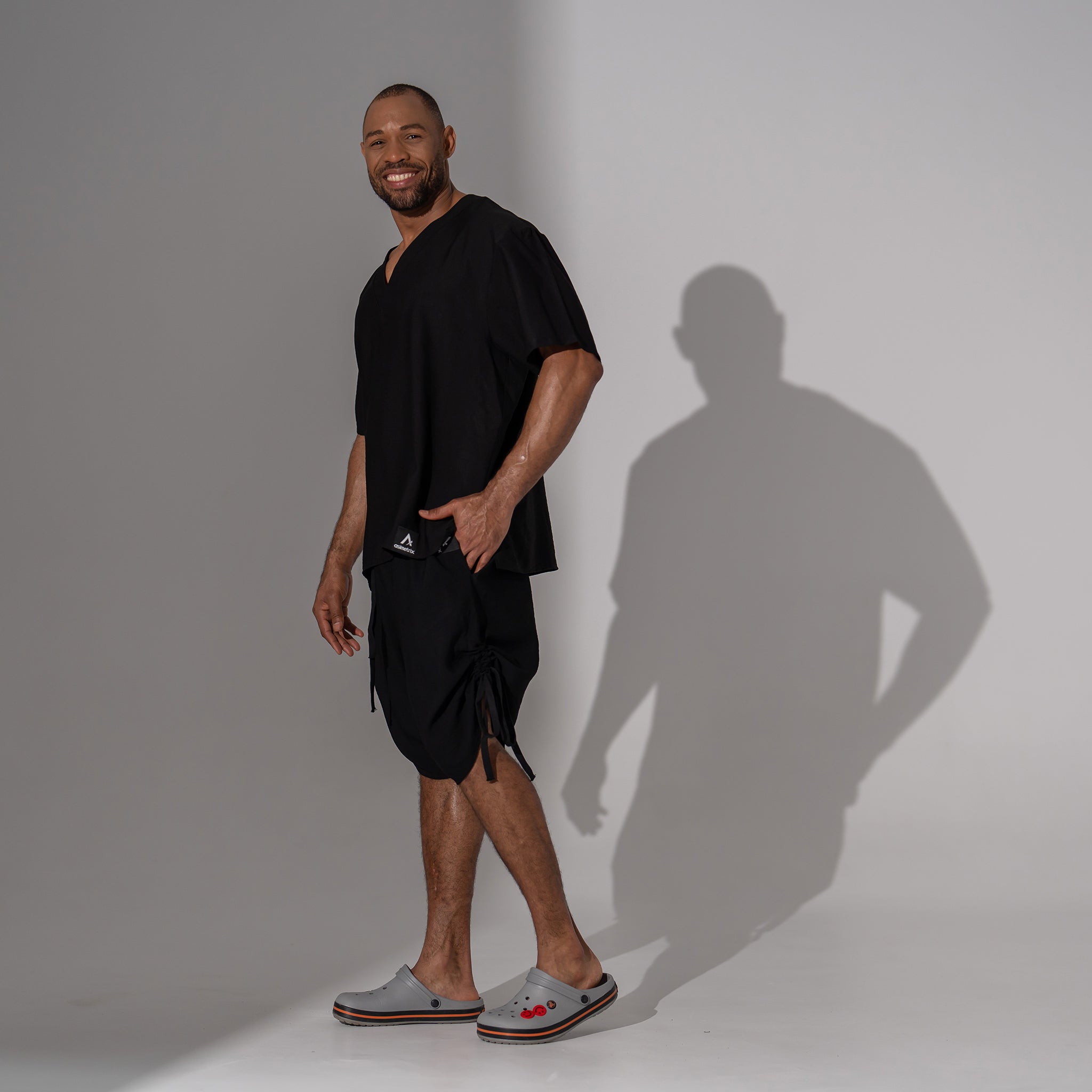 Bluză bărbătească negru din in – Asimetrix