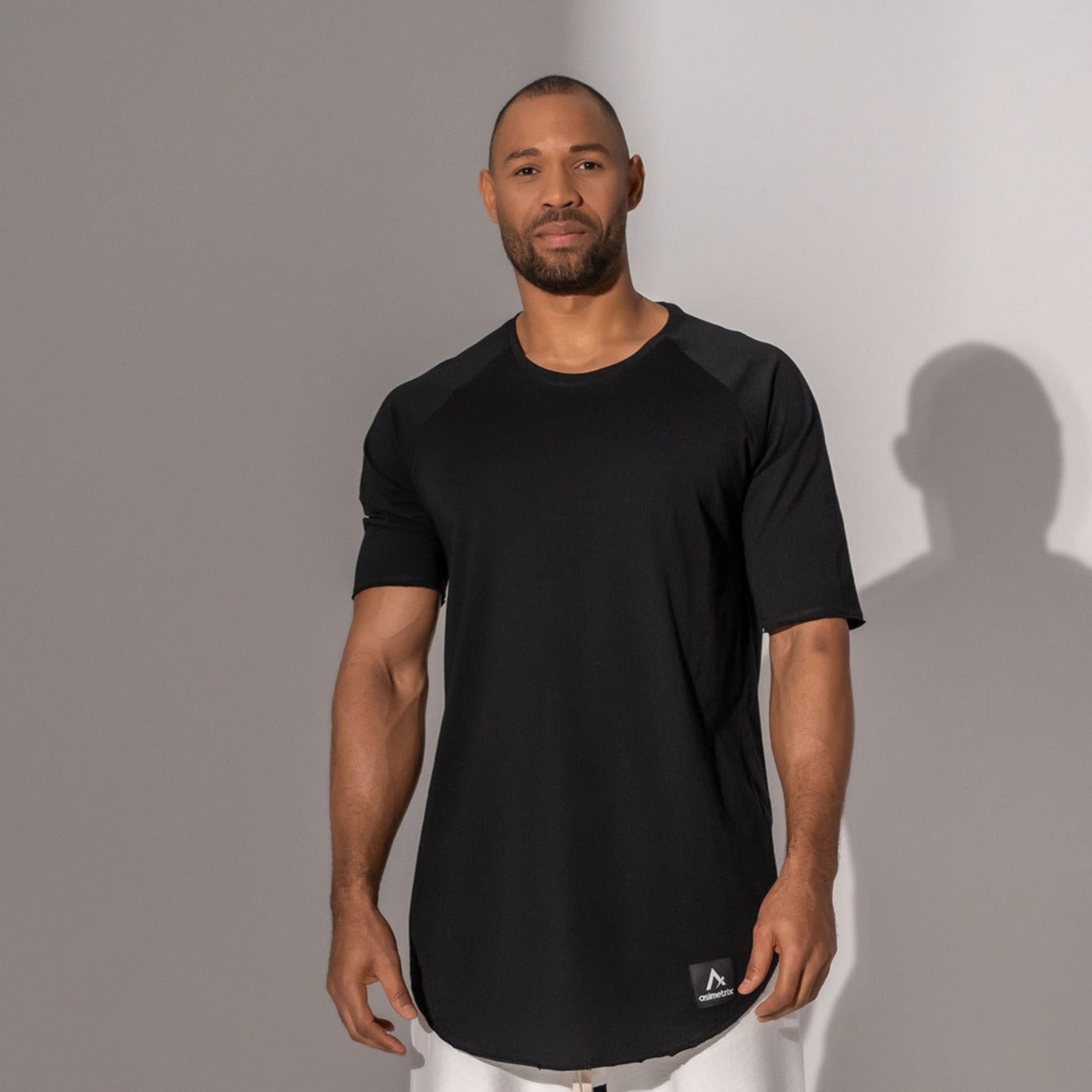 Vagabond Reflectss UFIT Asimetrix: Tricou long line cu maneca pana la cot din bumbac negru