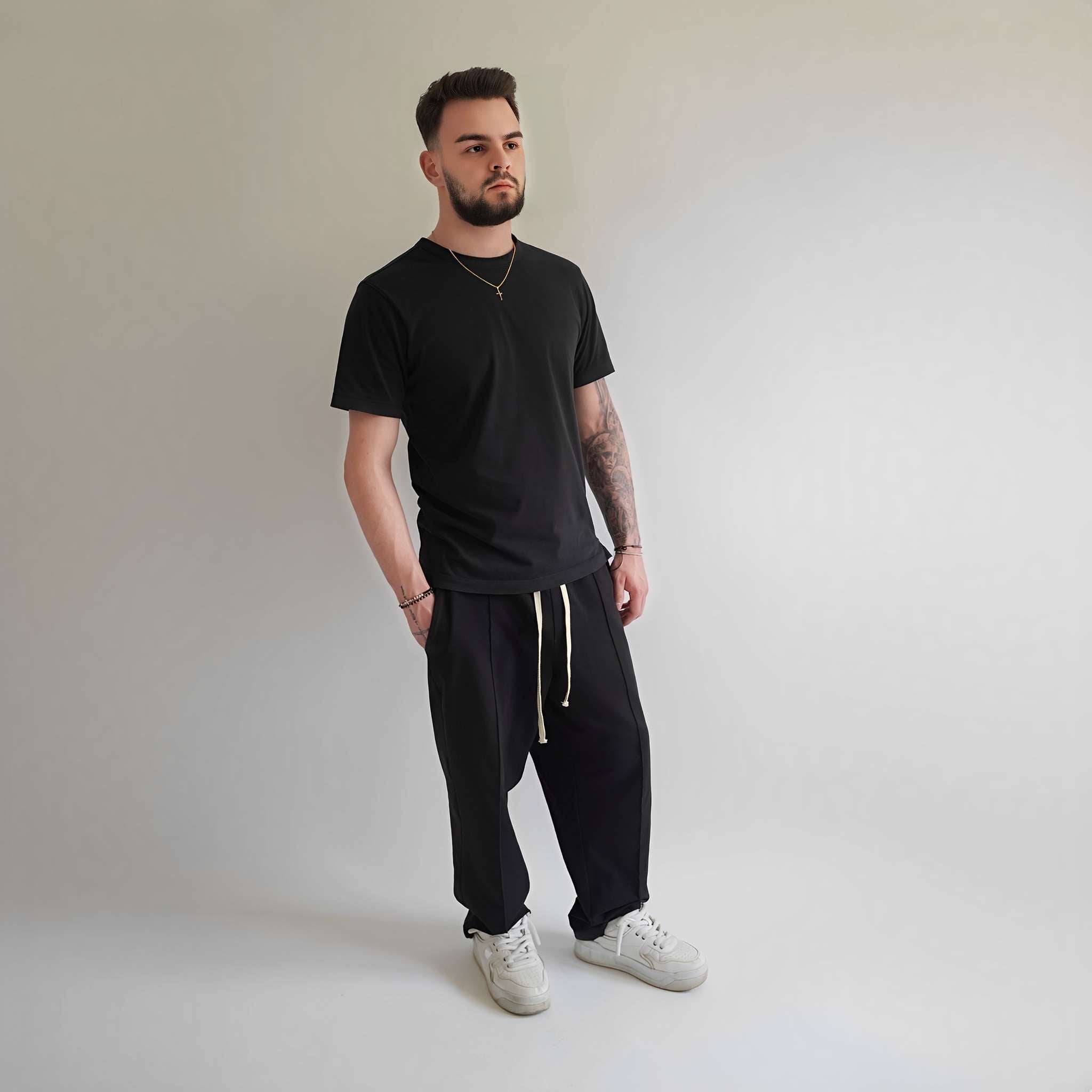 Tricou basic negru din bumbac
