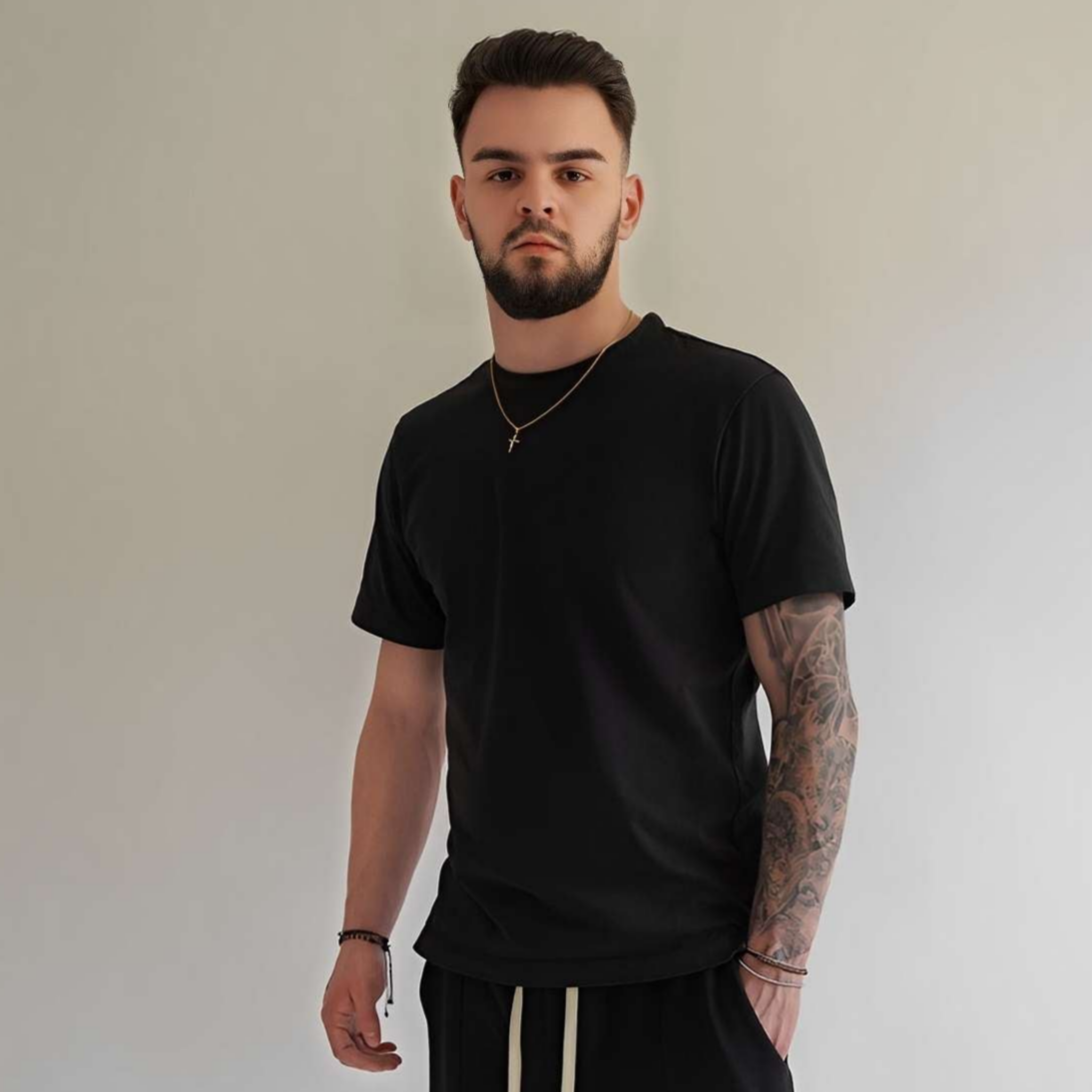 Tricou basic negru din bumbac