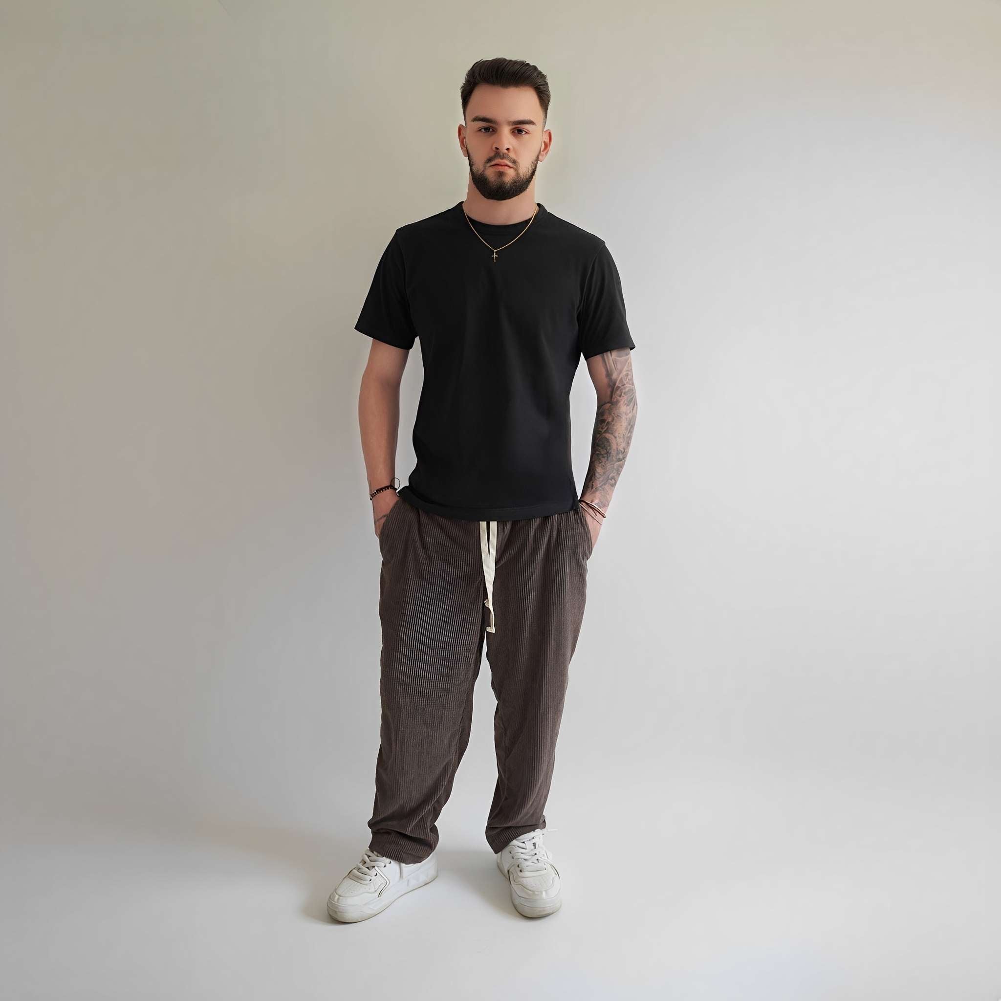 Pantaloni din raiat cu tur lasat