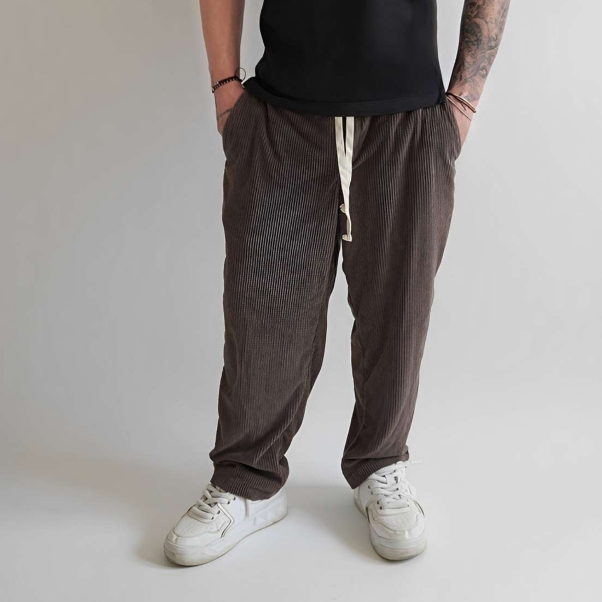 Pantaloni din raiat cu tur lasat