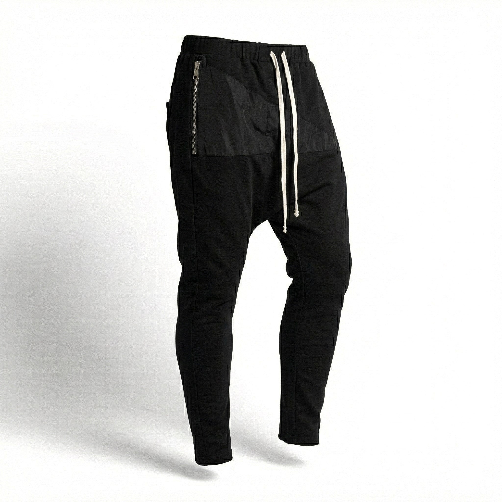 Pantaloni barbatesti conici cu tur si buzunar triunghiular din fas