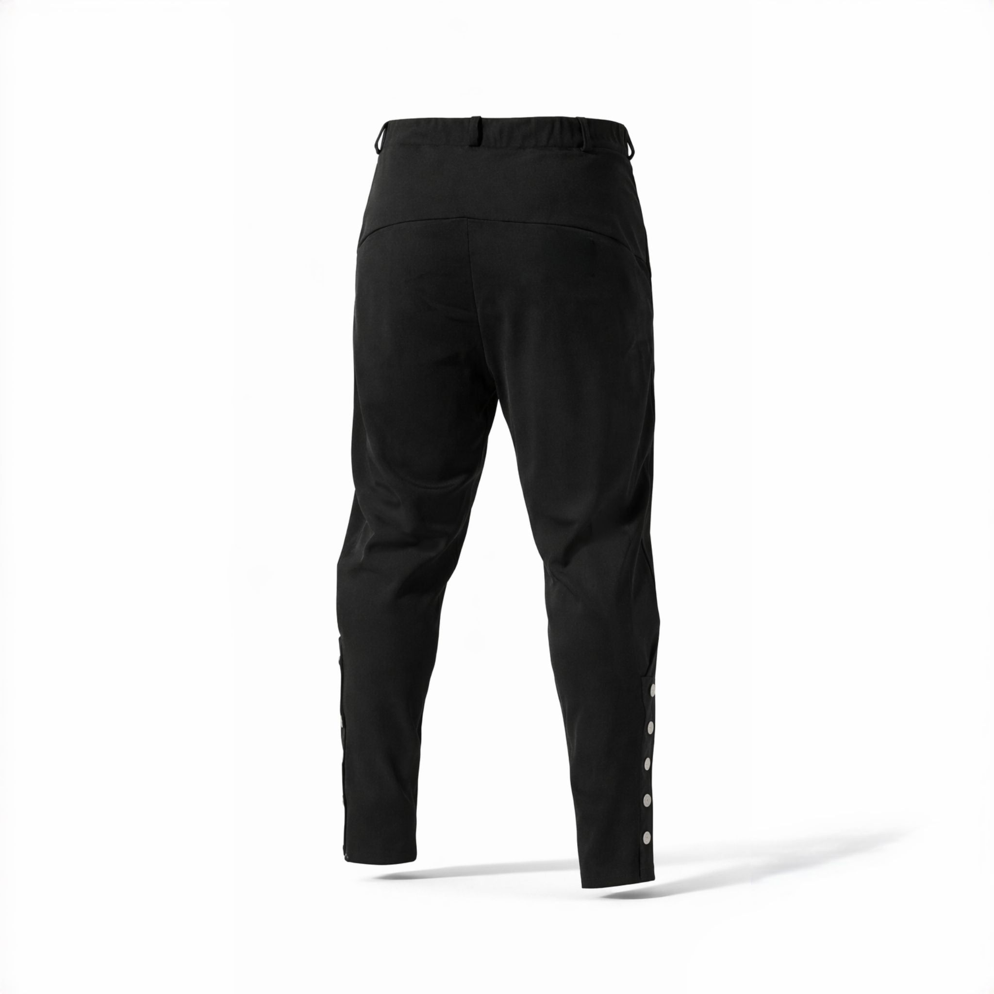 Pantaloni casual barbatesti negri cu nasturi metalici pe gamba