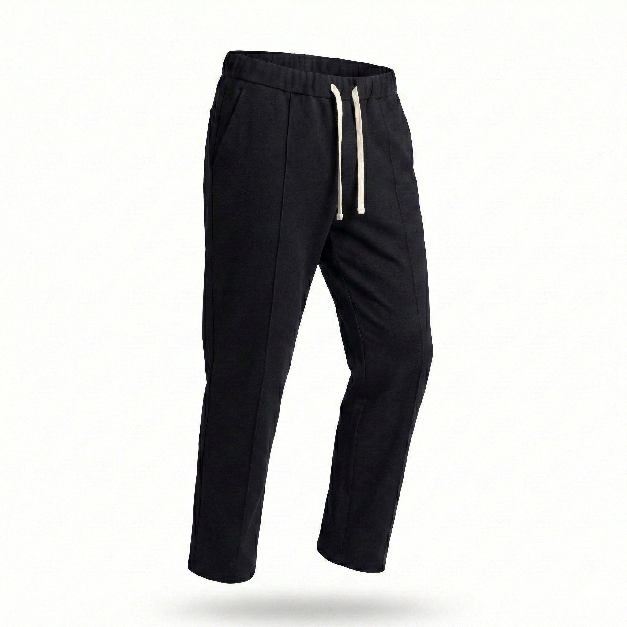 Pantaloni trening drepti cu tur lasat si dunga pe mijloc fata