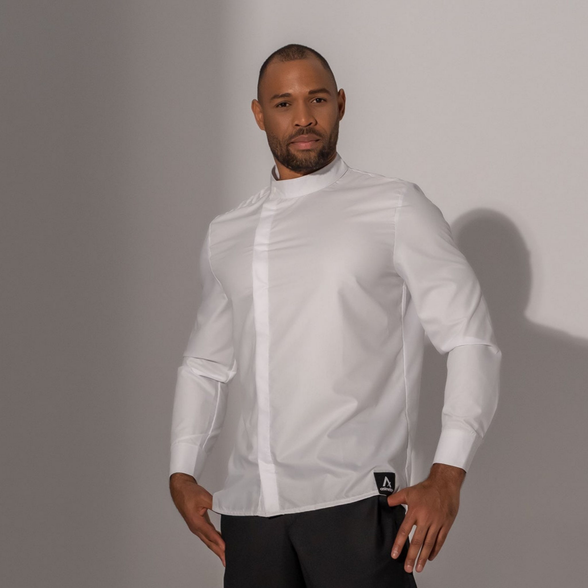 camasa alba barbateasca cu guler tunica și fenta laterala marime xxxl 3xl