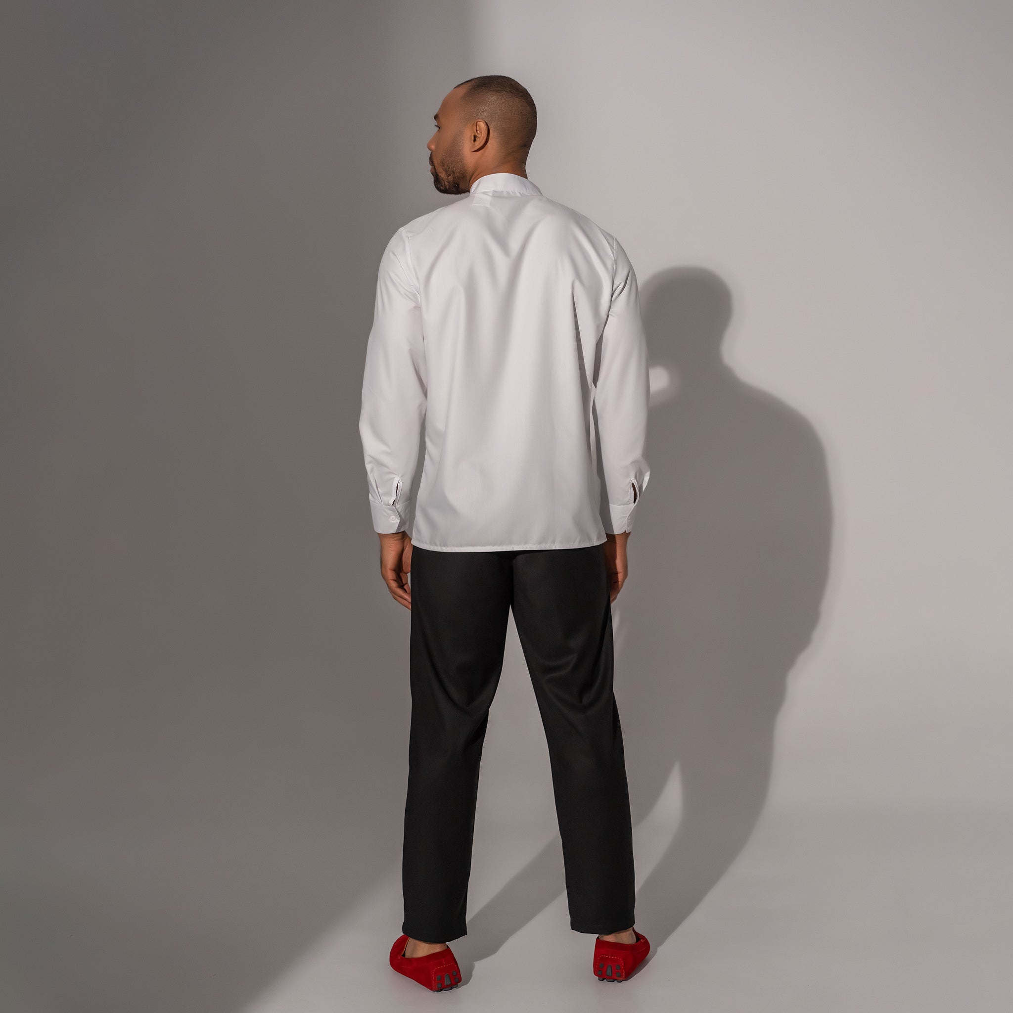 camasa alba barbateasca cu guler tunica și fenta laterala marime xxxl 3xl