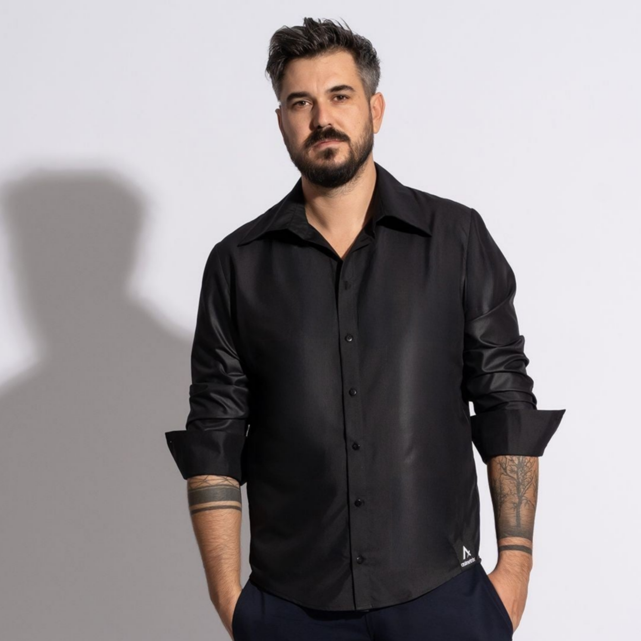 camasa barbateasca neagra regular fit