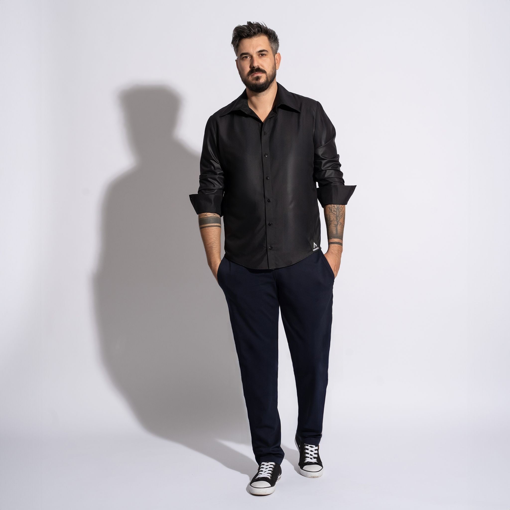 camasa barbateasca neagra regular fit