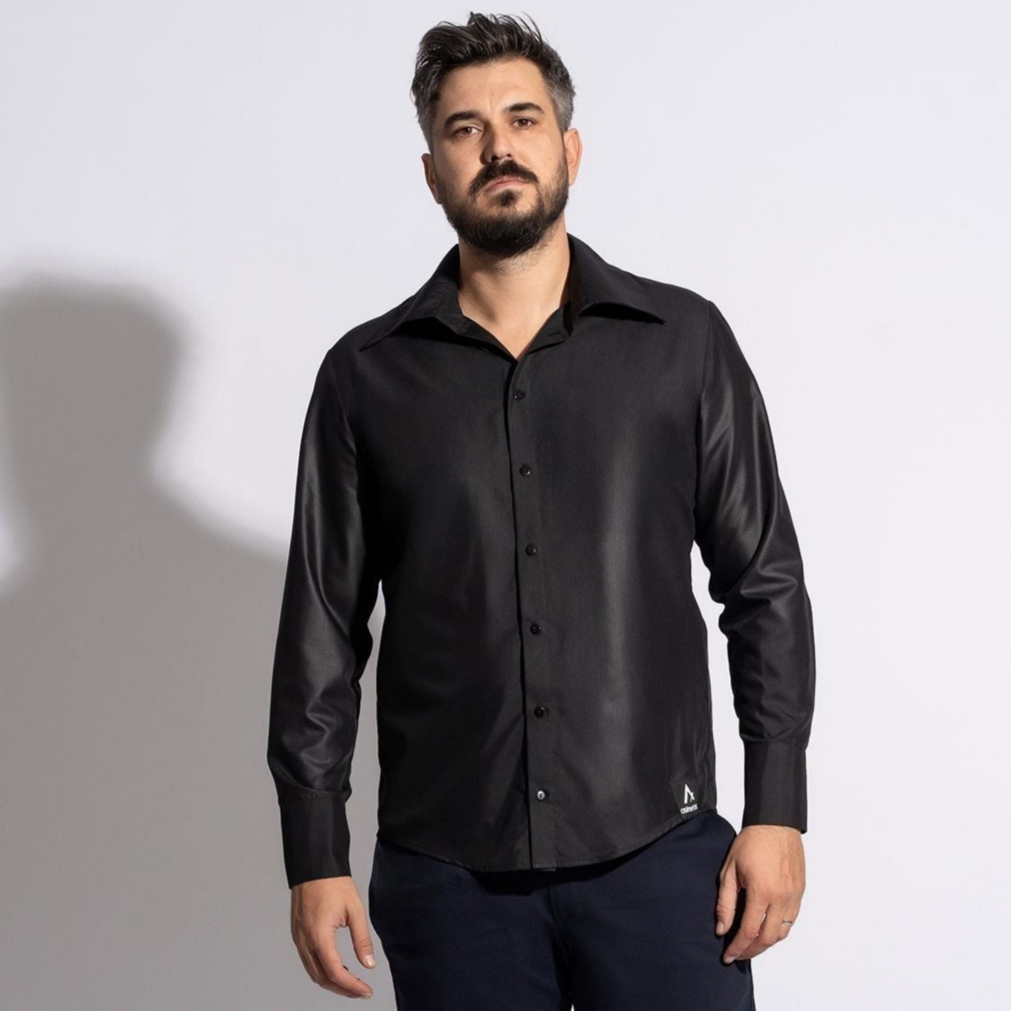 camasa barbateasca neagra regular fit