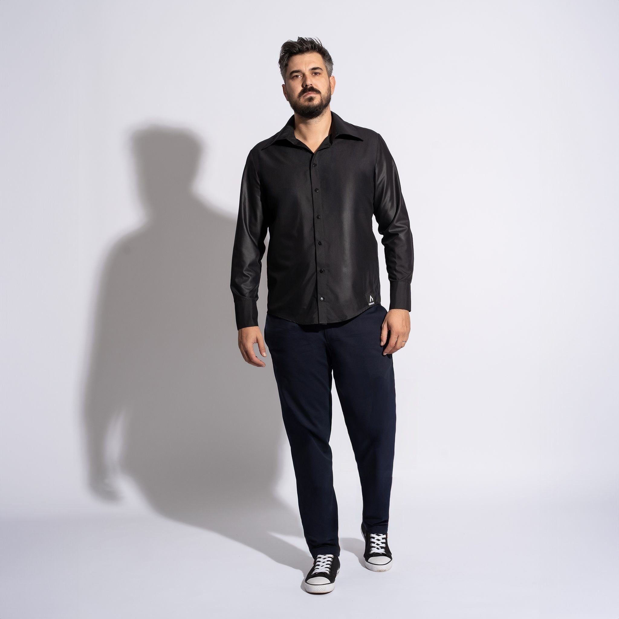 camasa barbateasca neagra regular fit