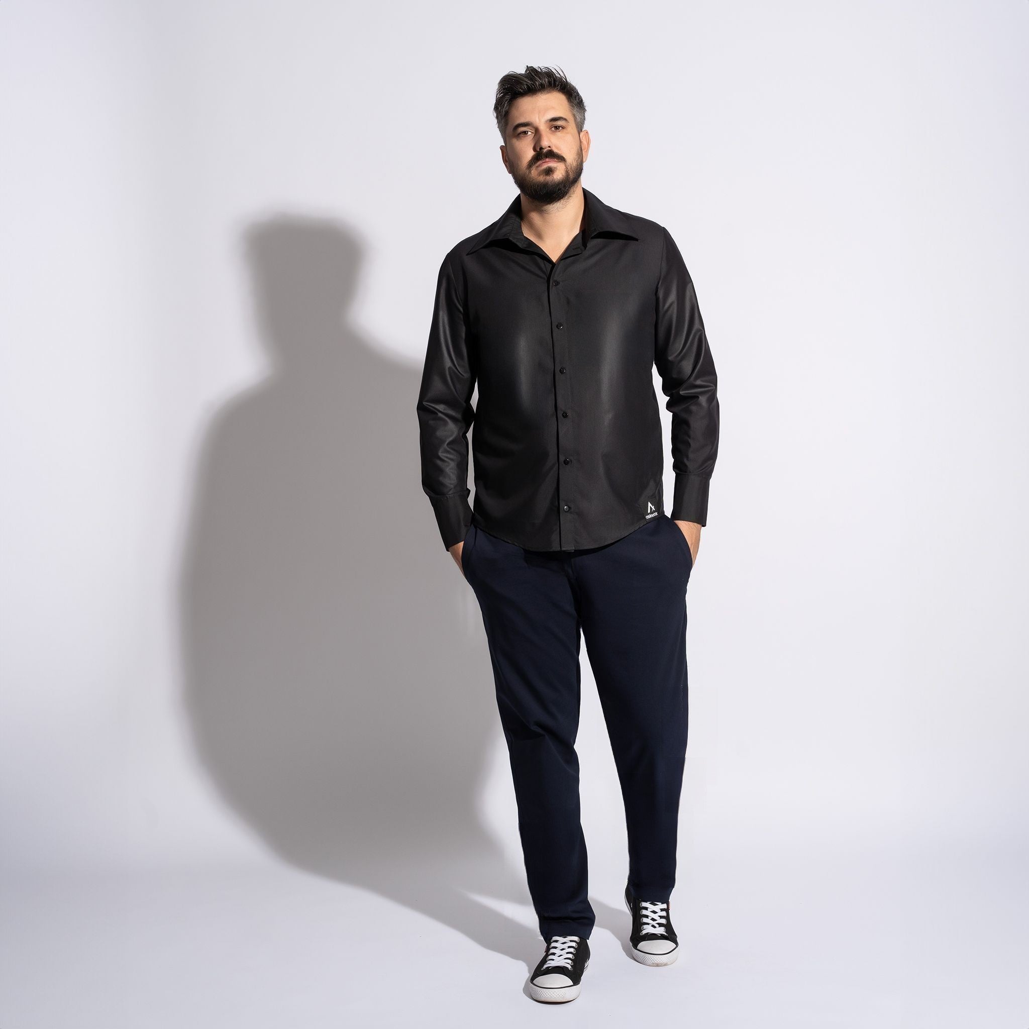 camasa barbateasca neagra regular fit