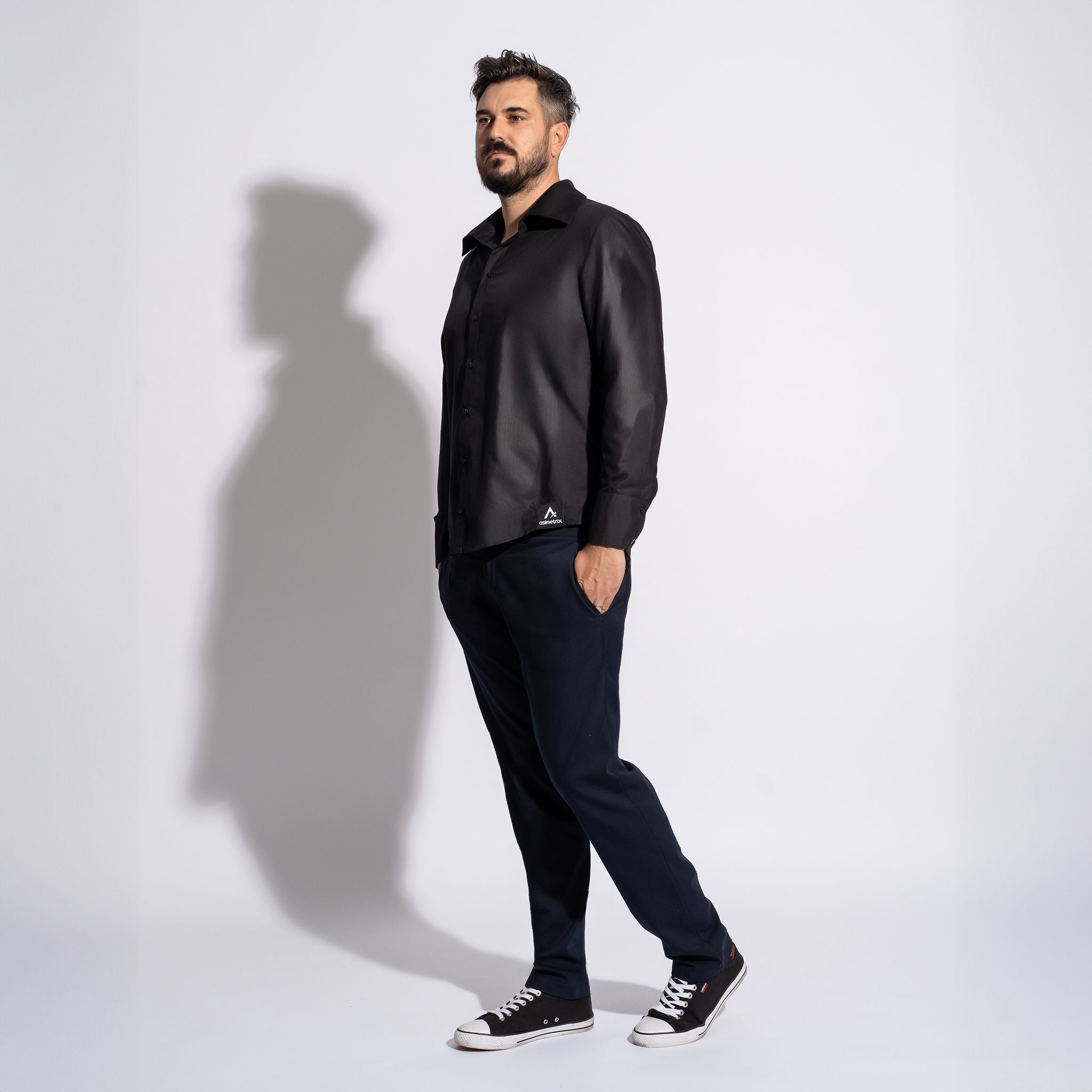 camasa barbateasca neagra regular fit