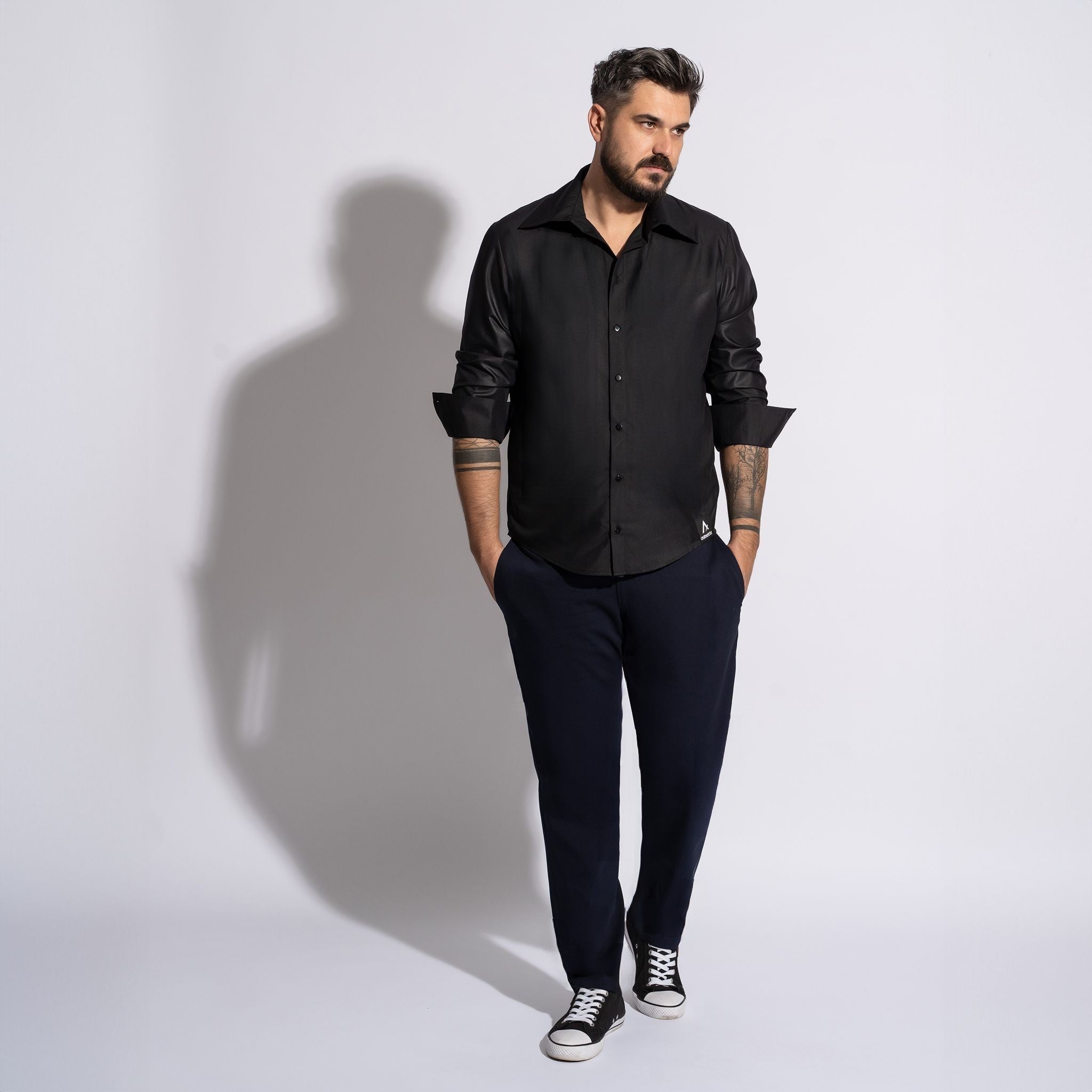camasa barbateasca neagra regular fit