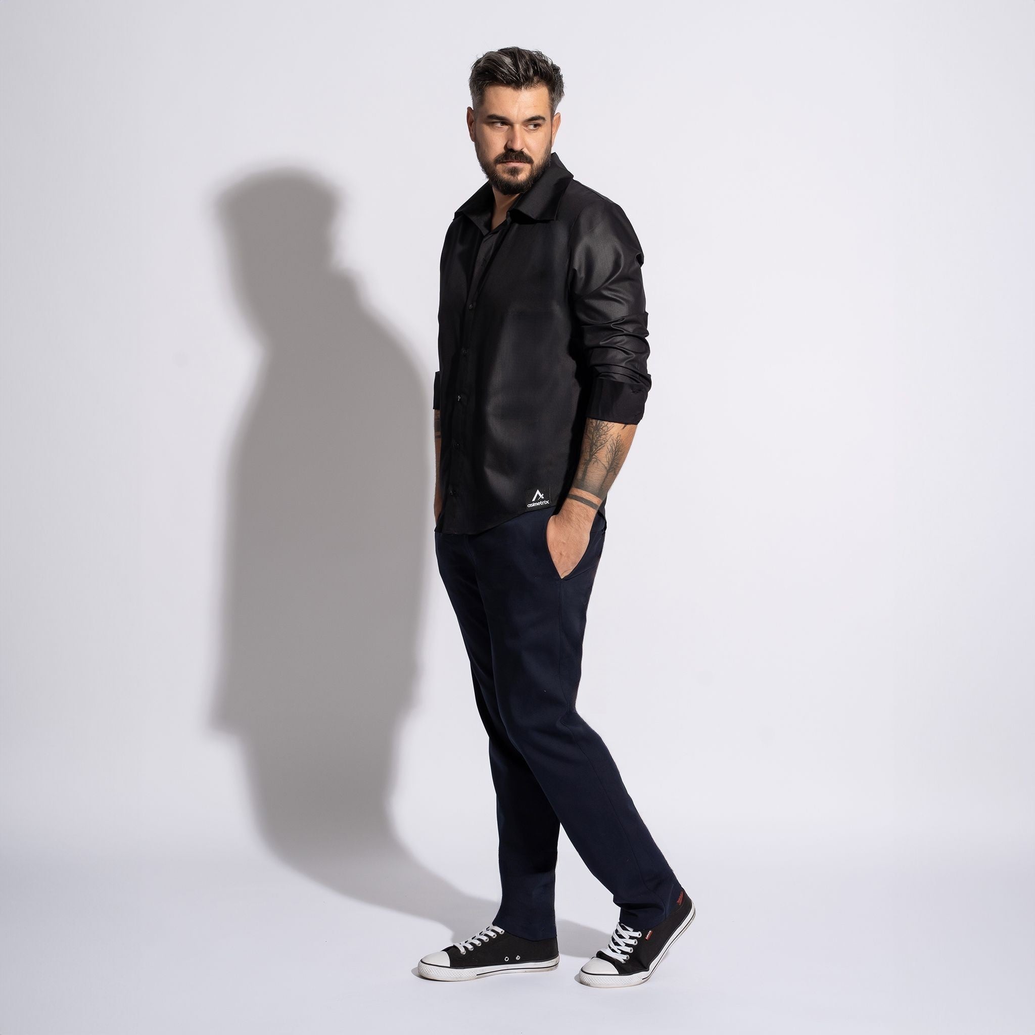 camasa barbateasca neagra regular fit