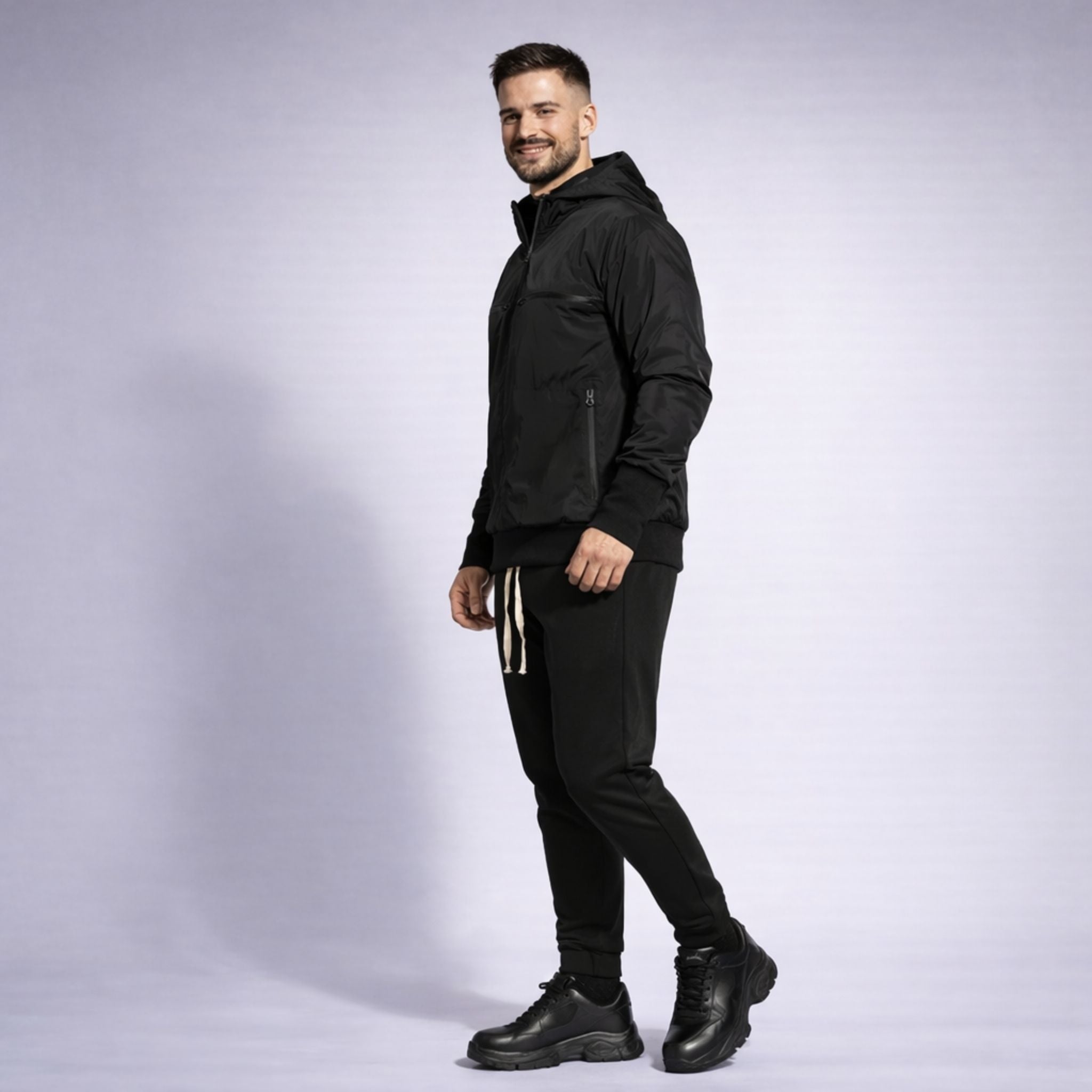 Hanorac bărbătesc negru impermeabil – Protecție și stil premium