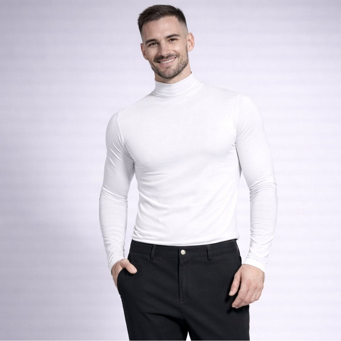 Helancă bărbătească albă – Stil clasic și confort premium