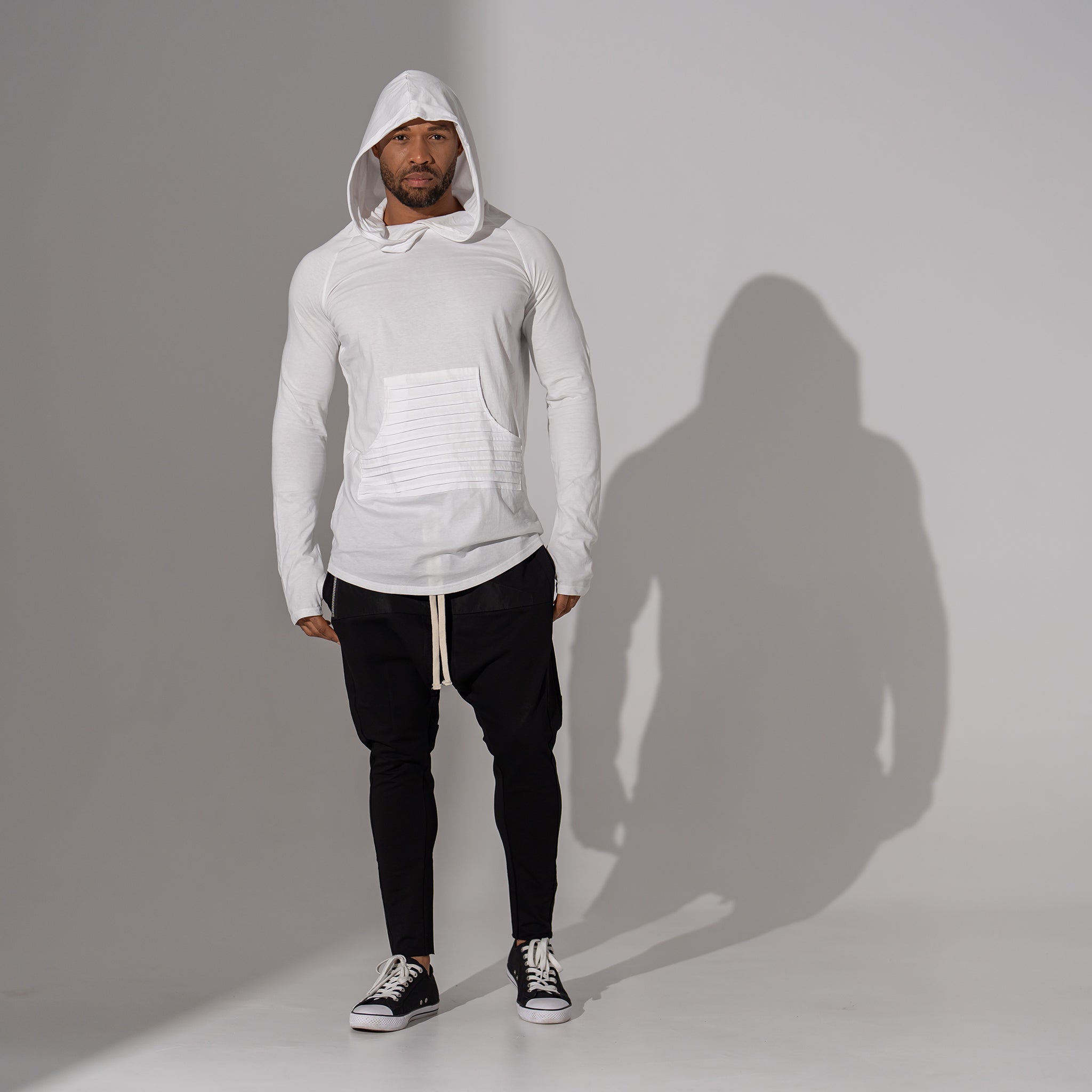 pantaloni barbatesti conici cu tur si buzunar triunghiular din fas