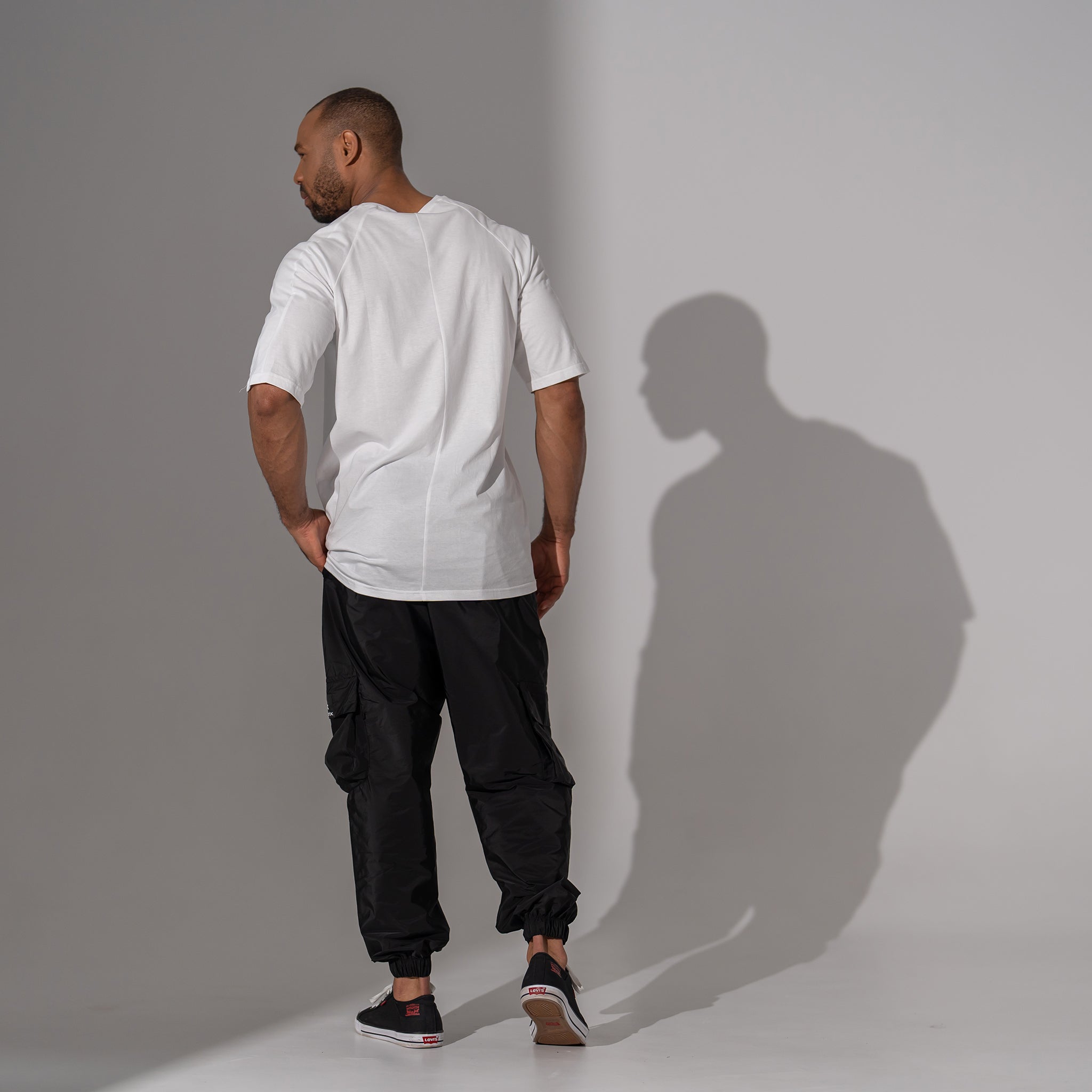 pantaloni cargo barbatesti negri din fas cu buzunare 3d