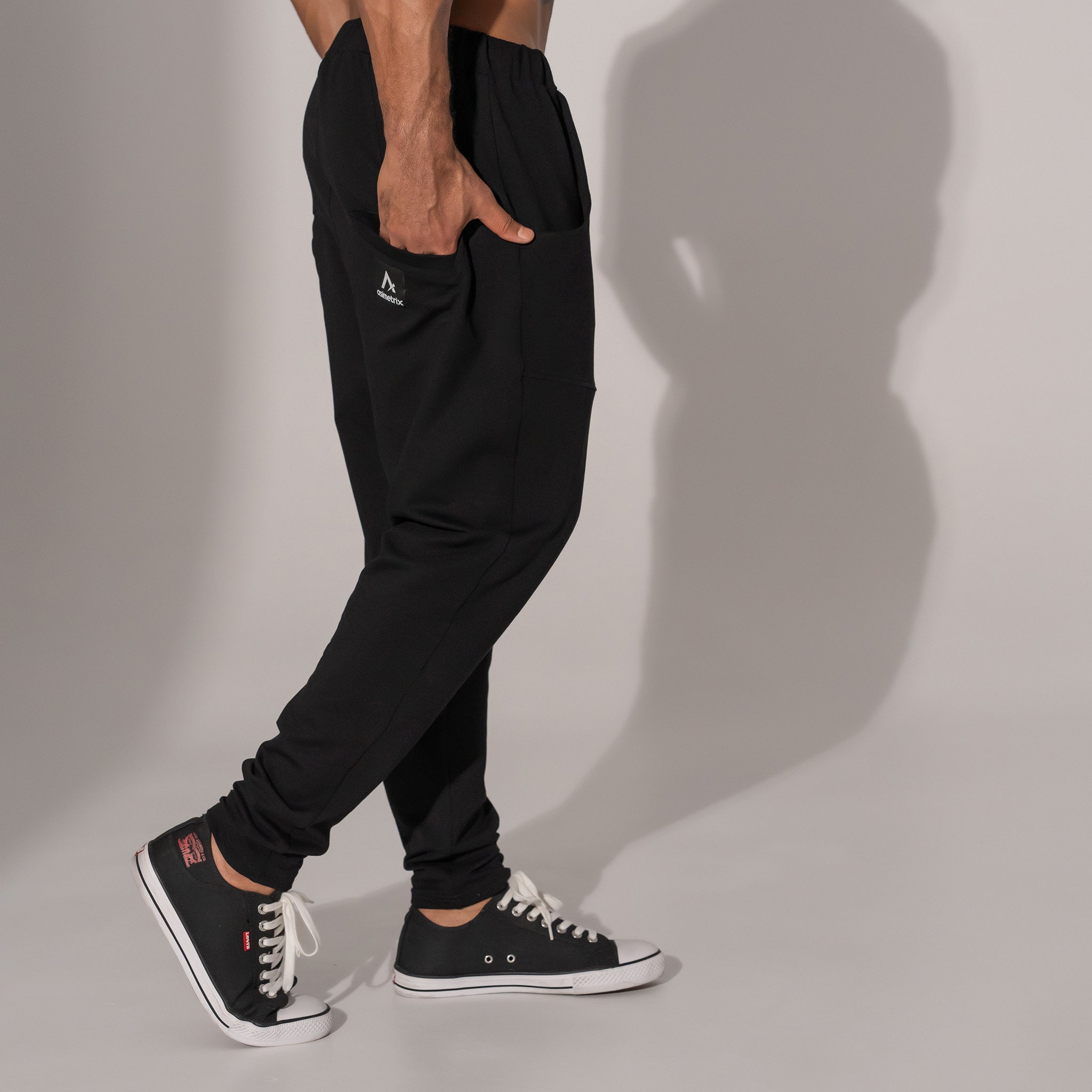 pantaloni de trening barbatesti conici cu tur lasat