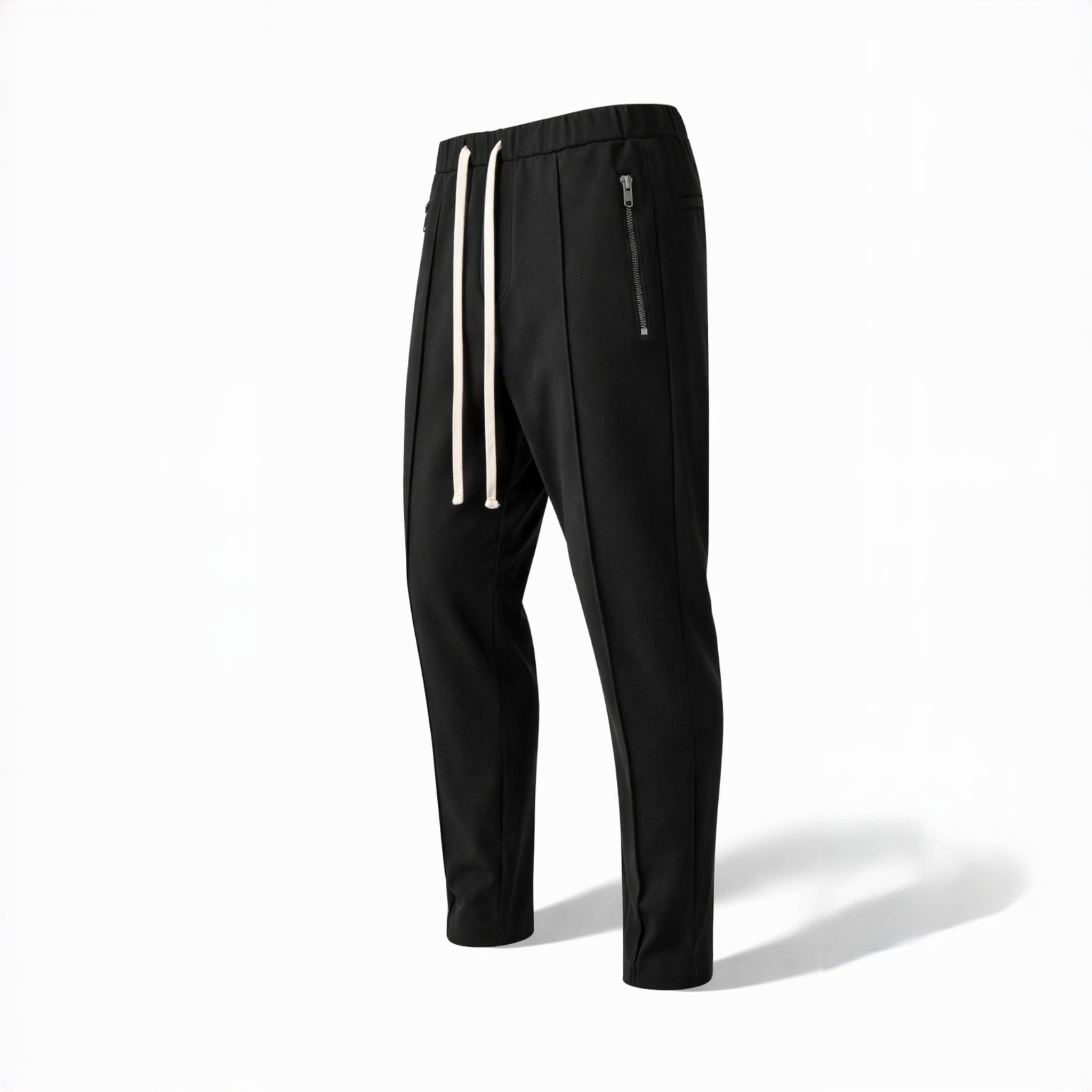 Pantaloni eleganți bărbătești cu tur și buzunare cu fermoare metalice – Stil modern și funcțional