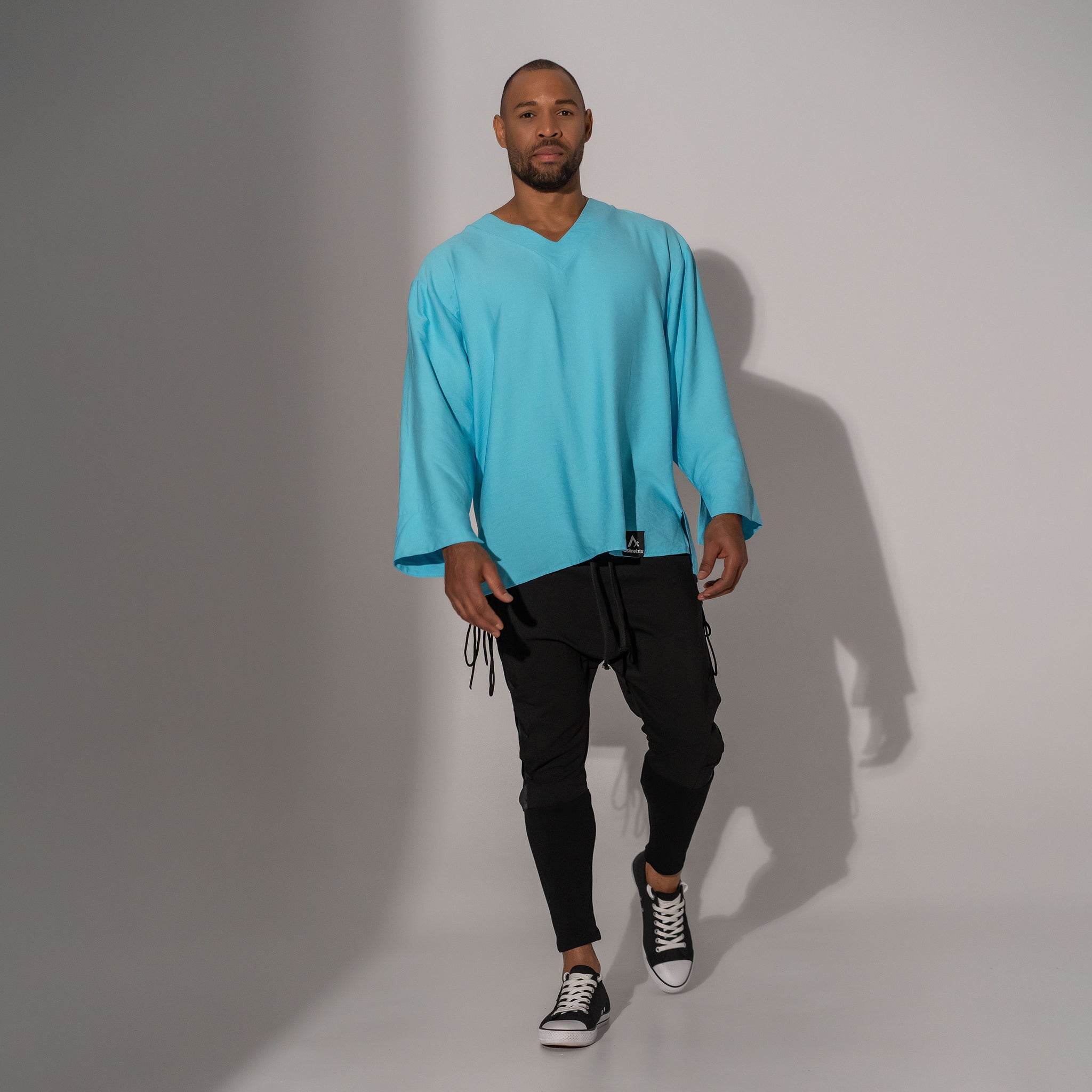 Pantaloni bărbătești negru din fâș – Asimetrix