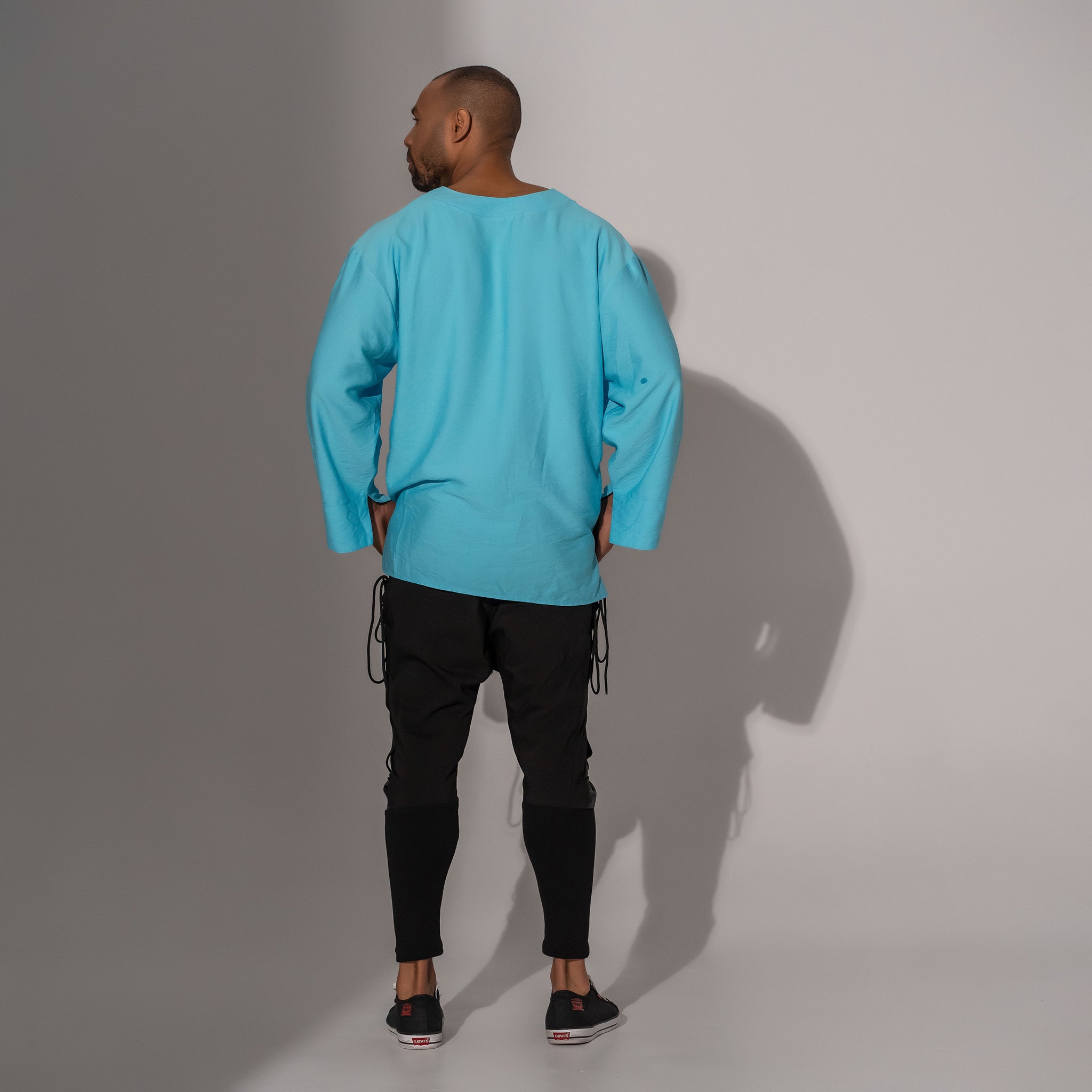Pantaloni bărbătești negru din fâș – Asimetrix