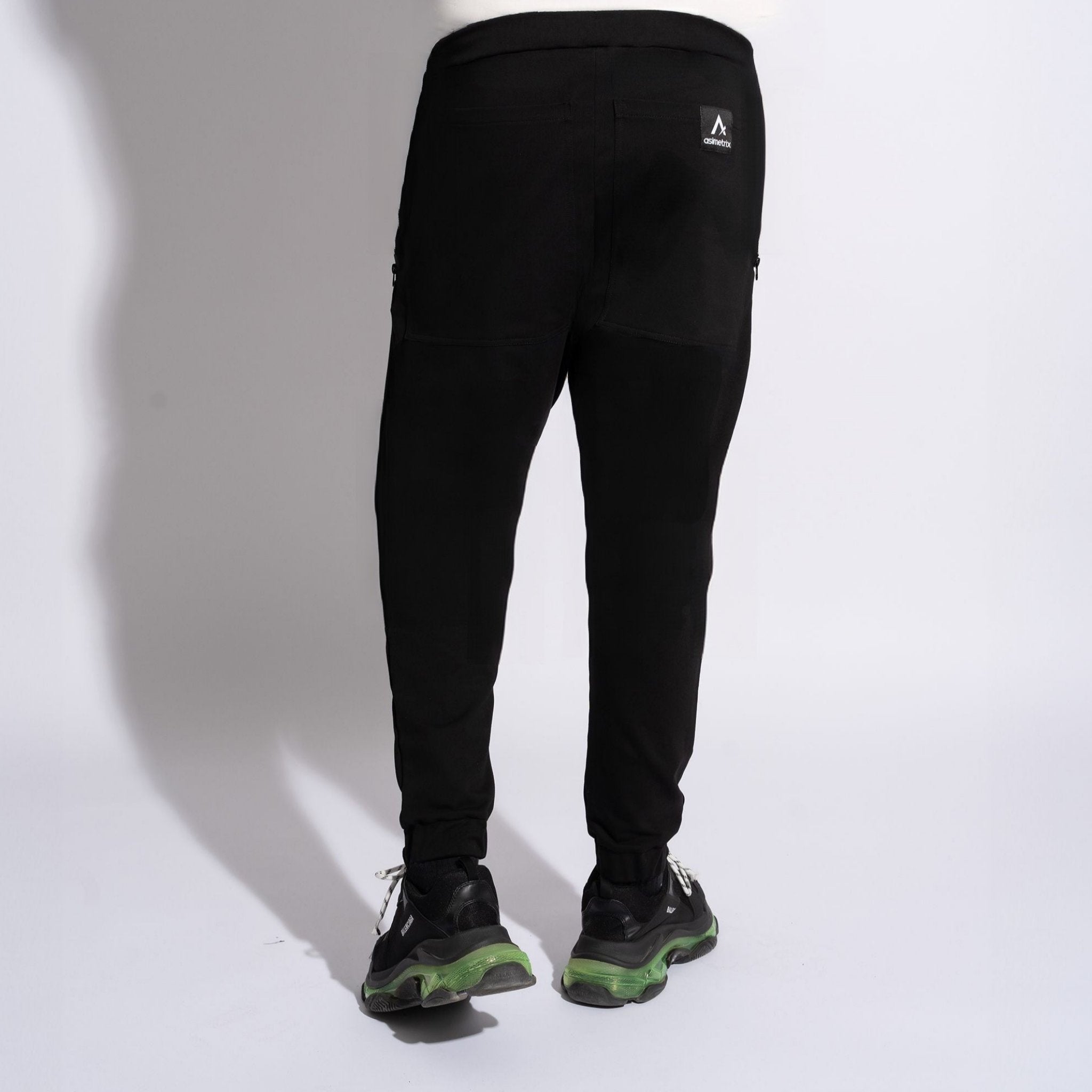 pantaloni trening barbatesti conici cu buzunare cu fermoare impermeabile