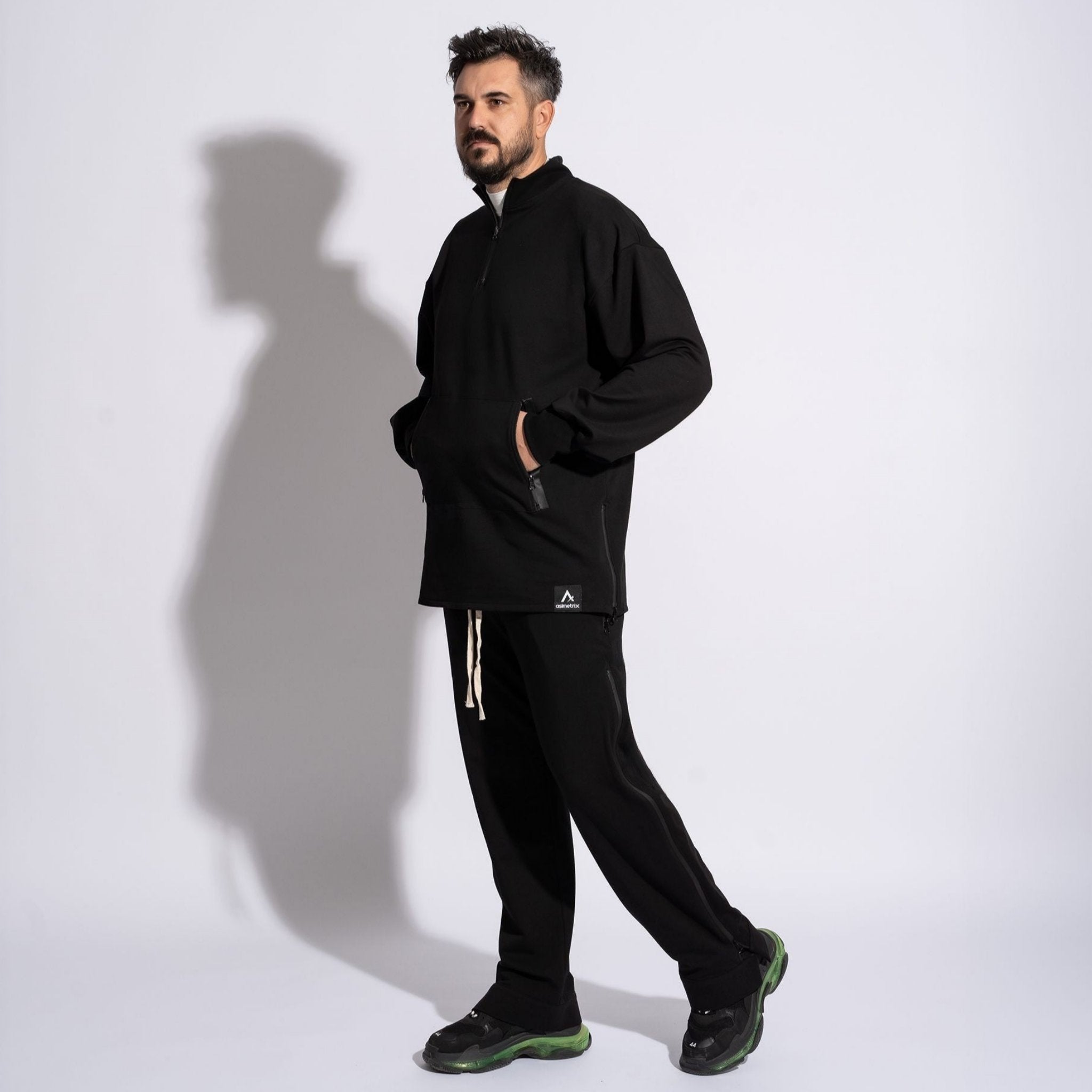 pantaloni trening barbatesti drepti cu fermoare laterale