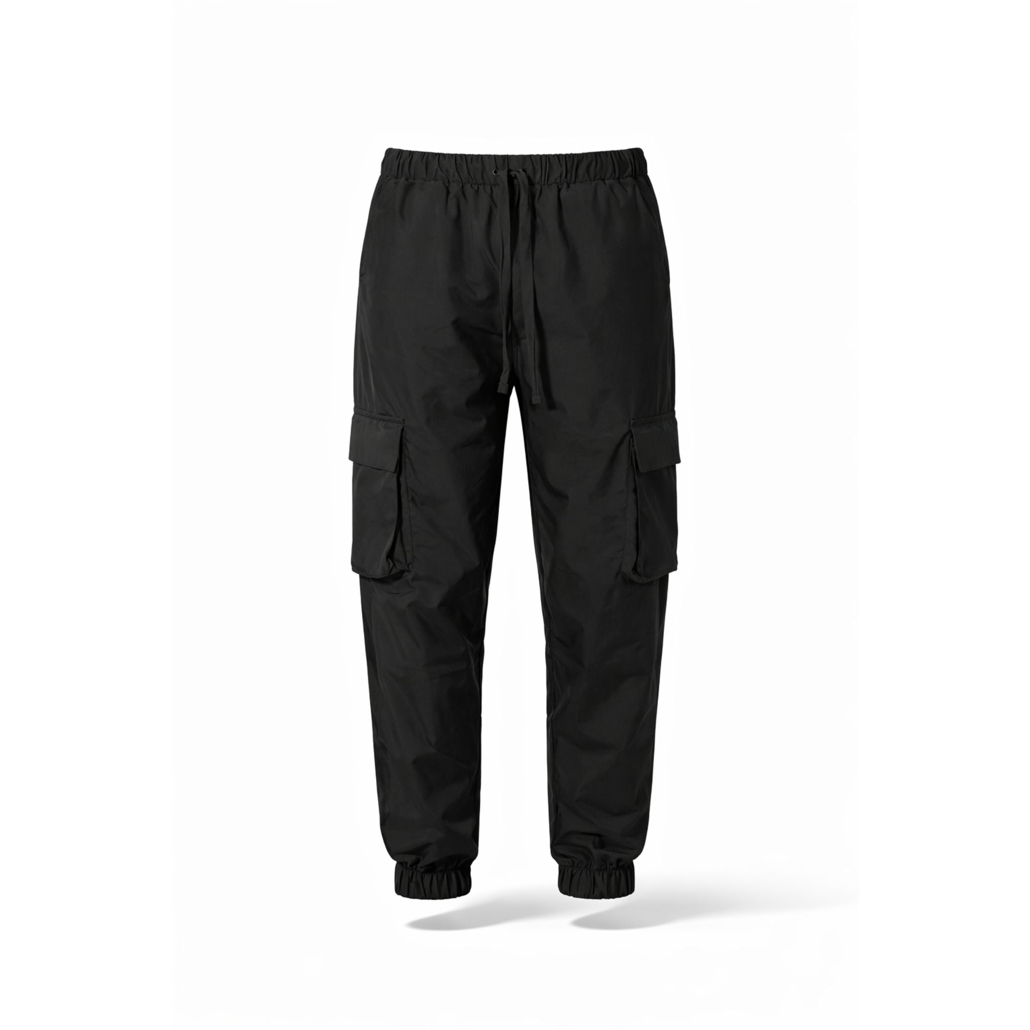 Pantaloni cargo bărbătești negri din fâș cu buzunare 3D – Stil modern și funcționalitate