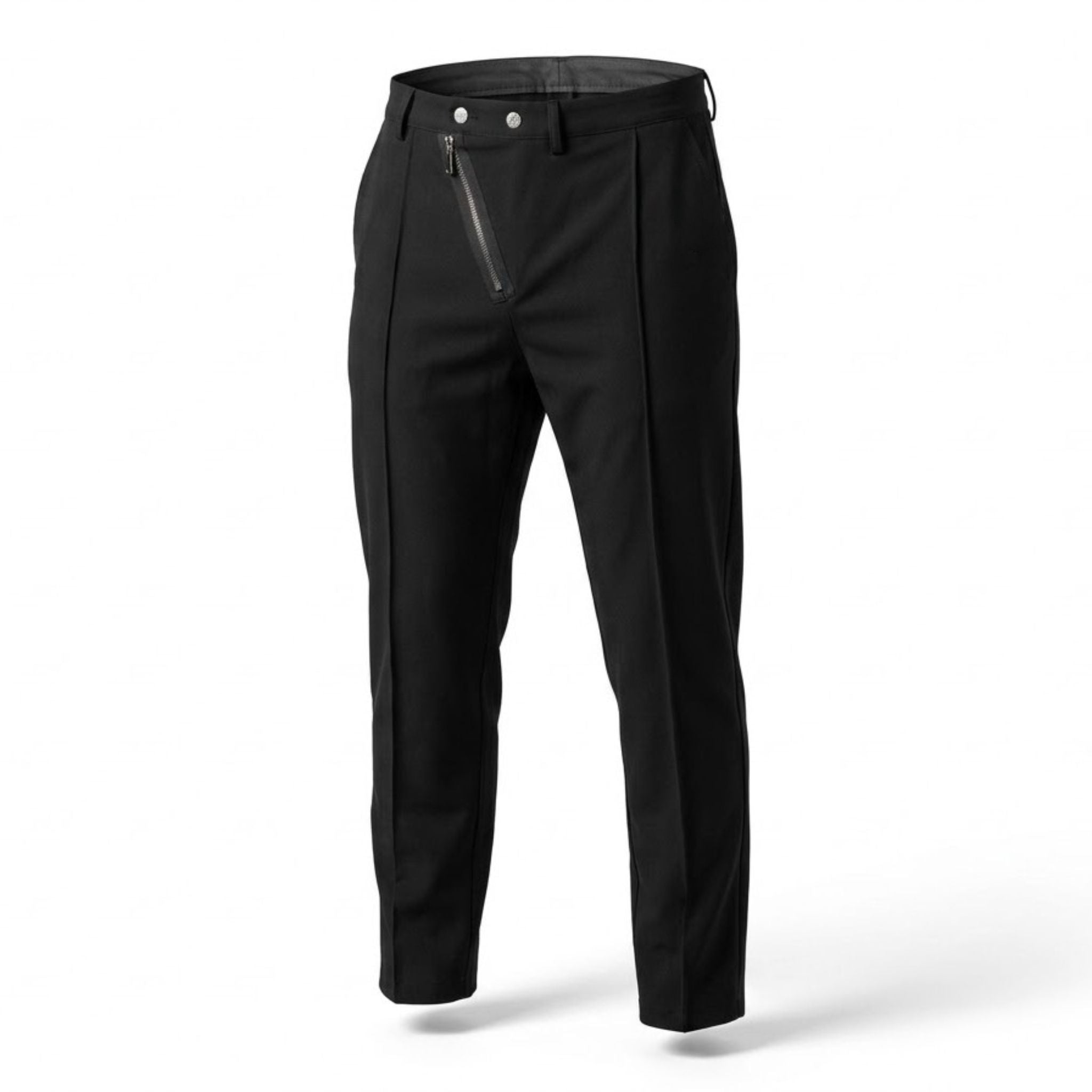 Pantaloni eleganți bărbătești cu fermoar oblic și cusătură decorativă – Stil sofisticat