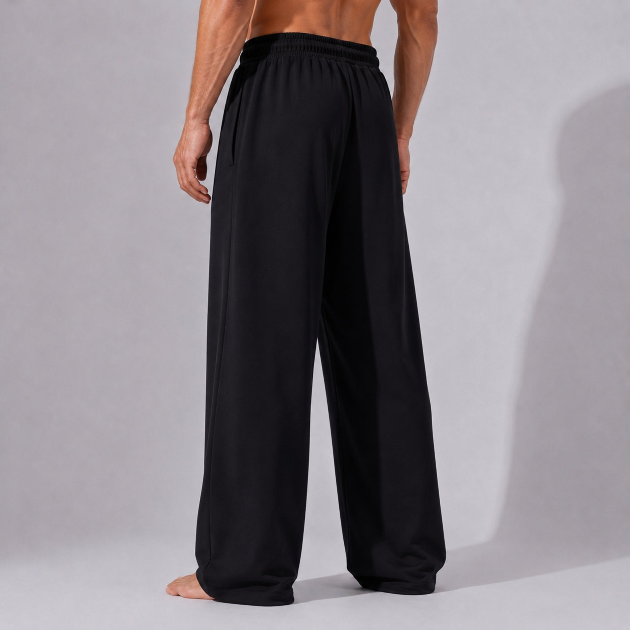 Pantaloni Bărbați Oversized Negri din Bumbac 100% – Croi Drept și Larg