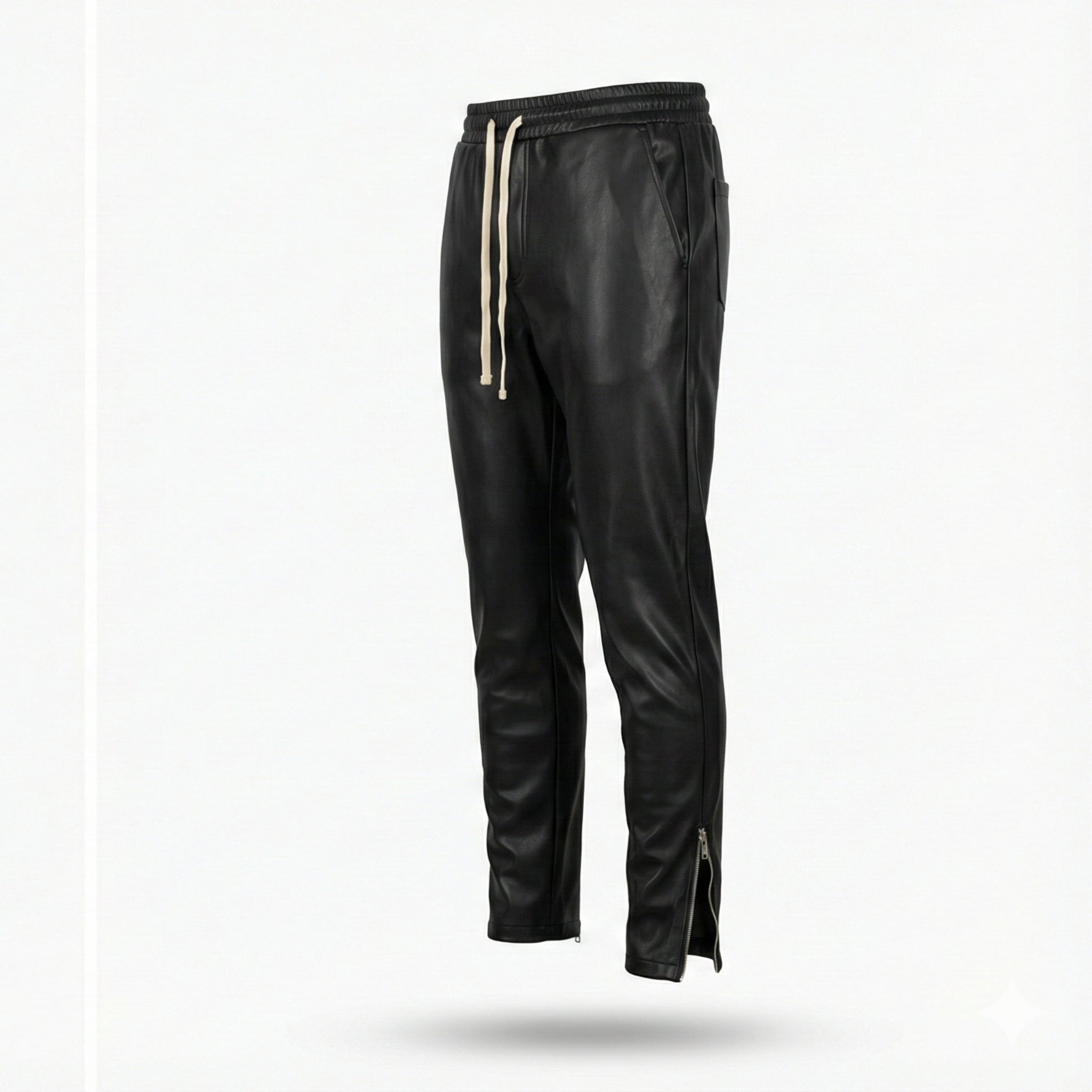 Pantaloni din piele ecologică cu tur lăsat