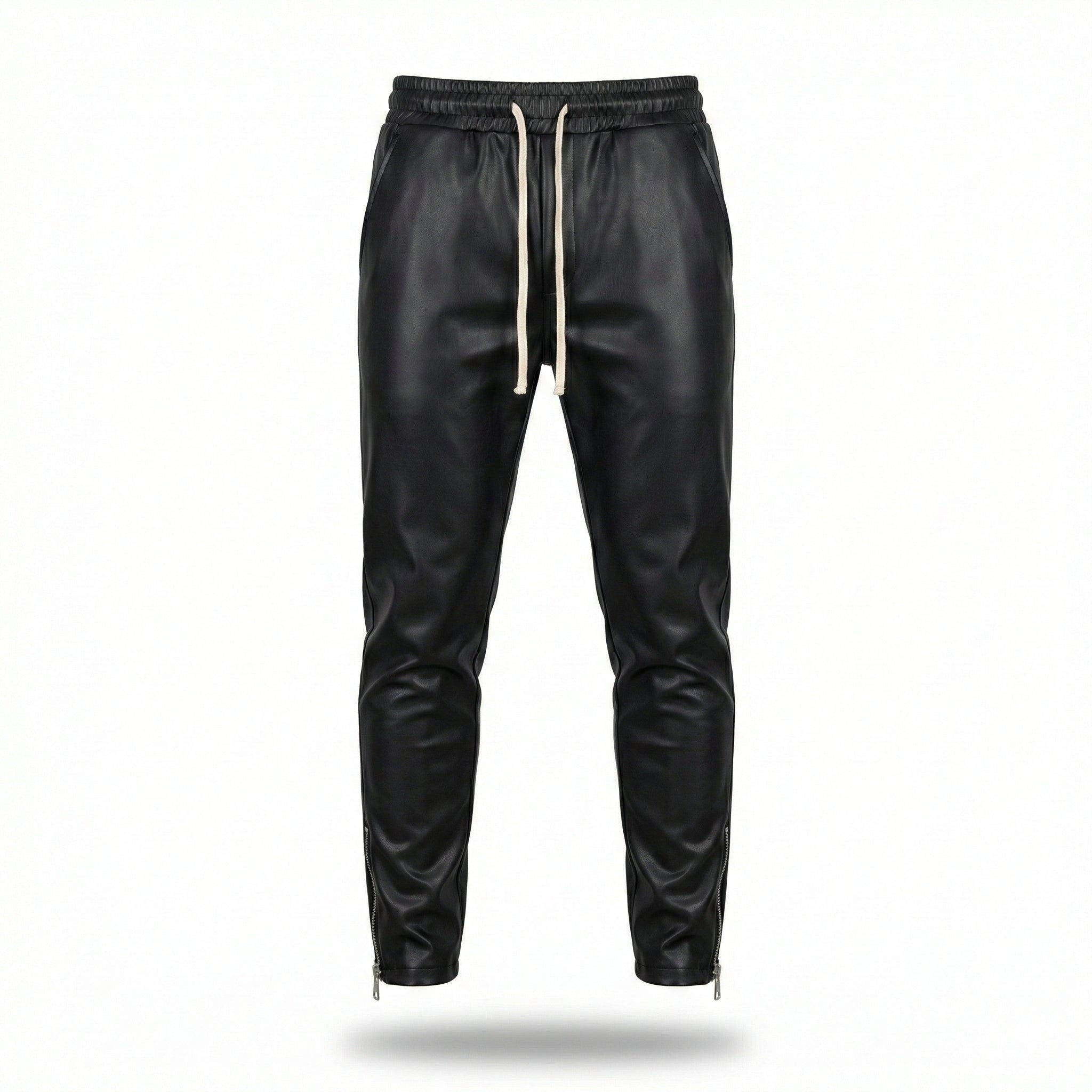 Pantaloni din piele ecologică cu tur lăsat