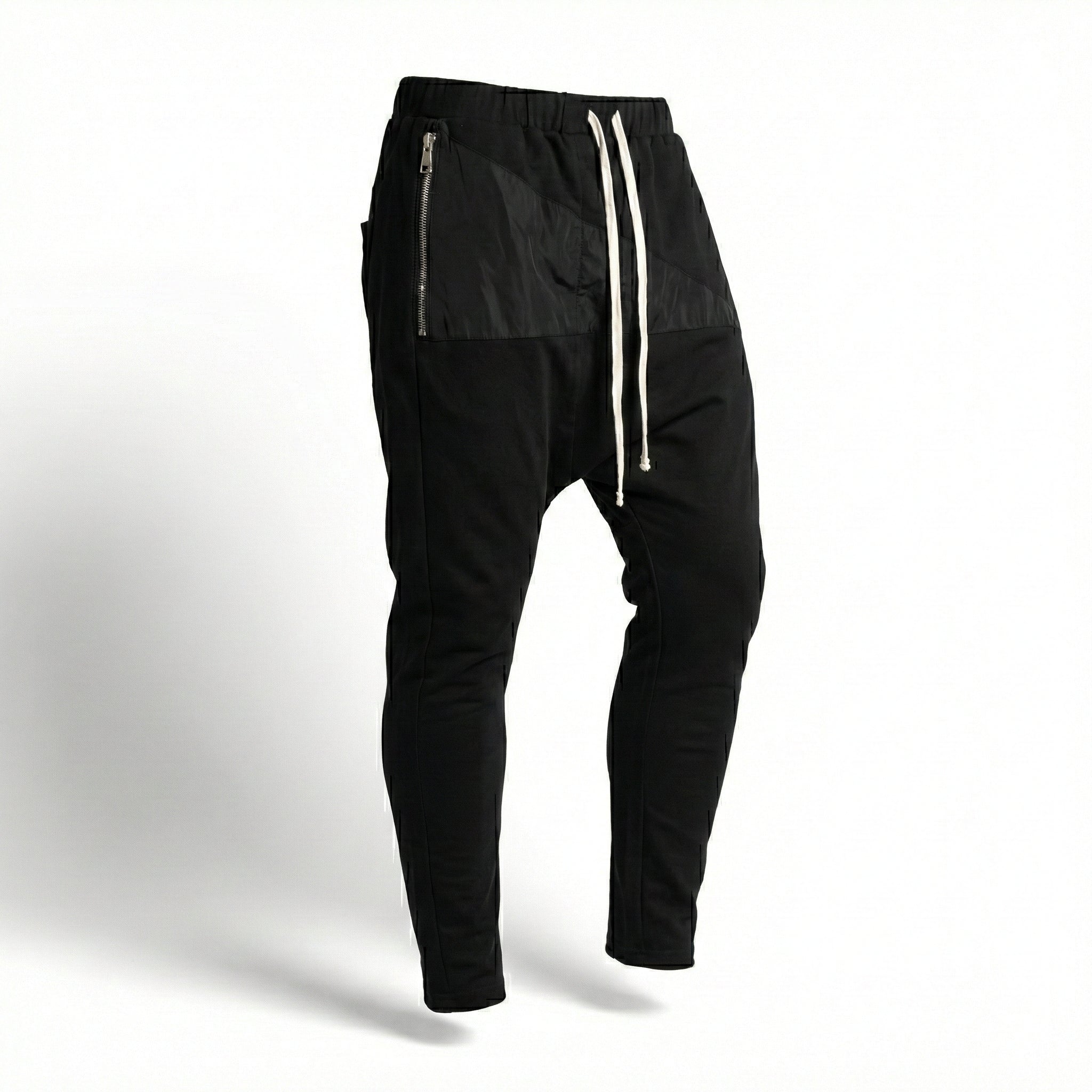 Pantaloni bărbătești conici cu tur și buzunar triunghiular din fâș – Stil modern și funcțional