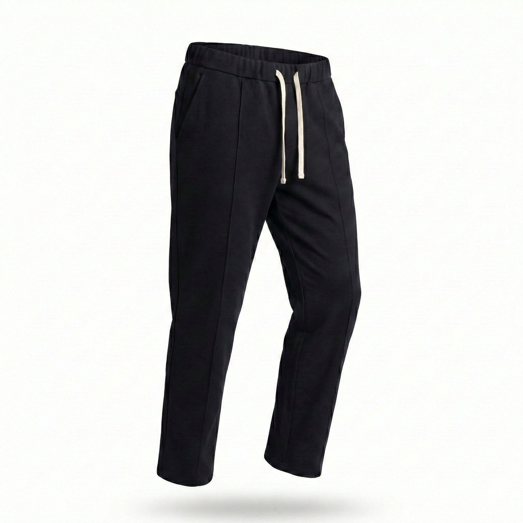 Pantaloni trening drepti cu tur lasat si dunga pe mijloc fata