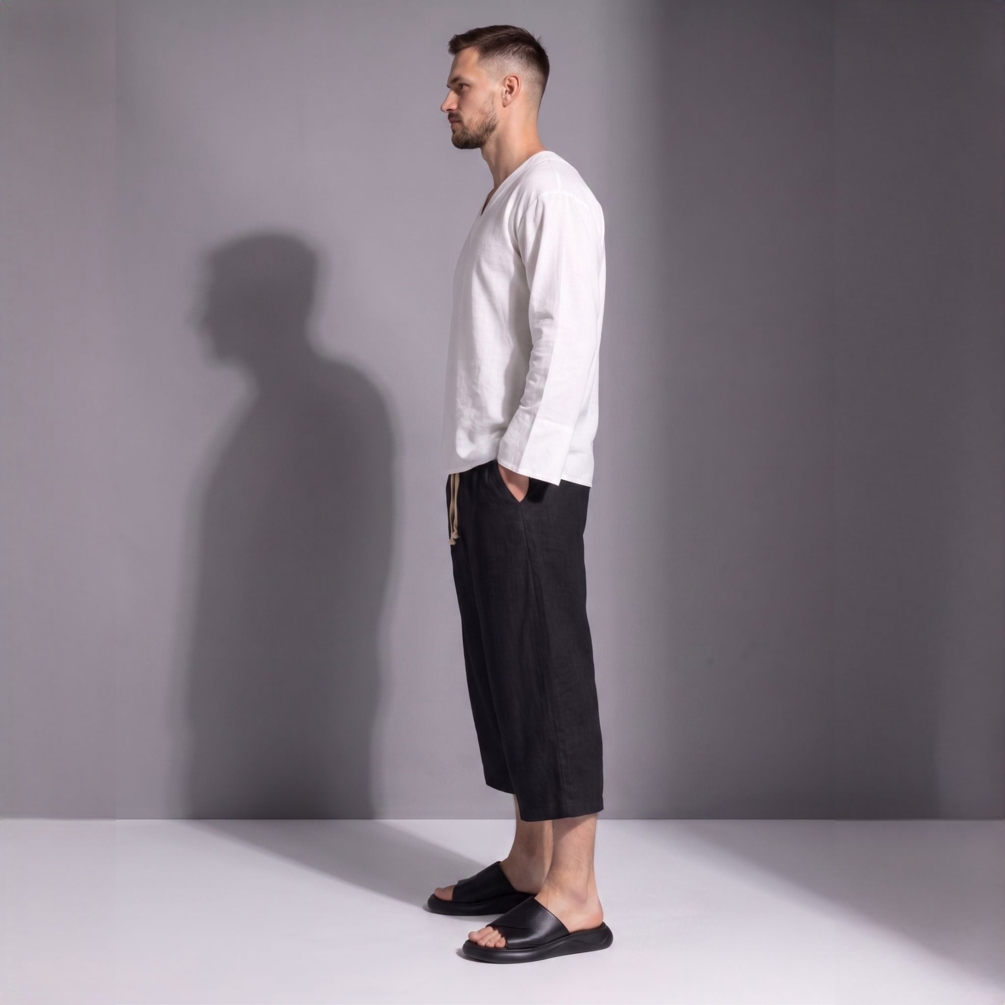 pantaloni din in barbati pantaloni negri largi pantaloni baggy in pantaloni casual barbati pantaloni designer ieftini pantaloni moderni relaxati pantaloni din in de calitate fashion barbati online pantaloni lejeri vara