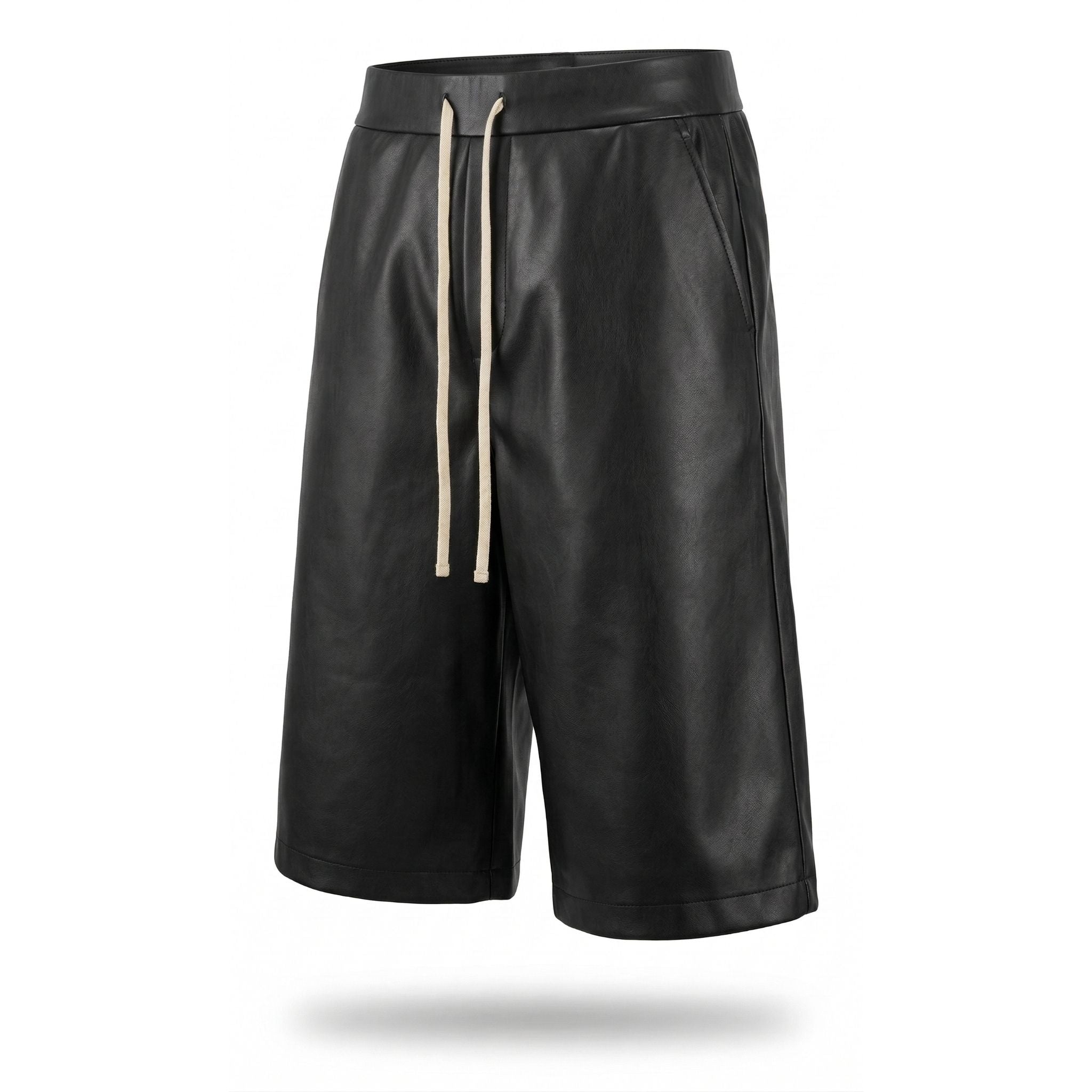 Pantaloni scurți bărbătești negru din piele ecologică – Asimetrix