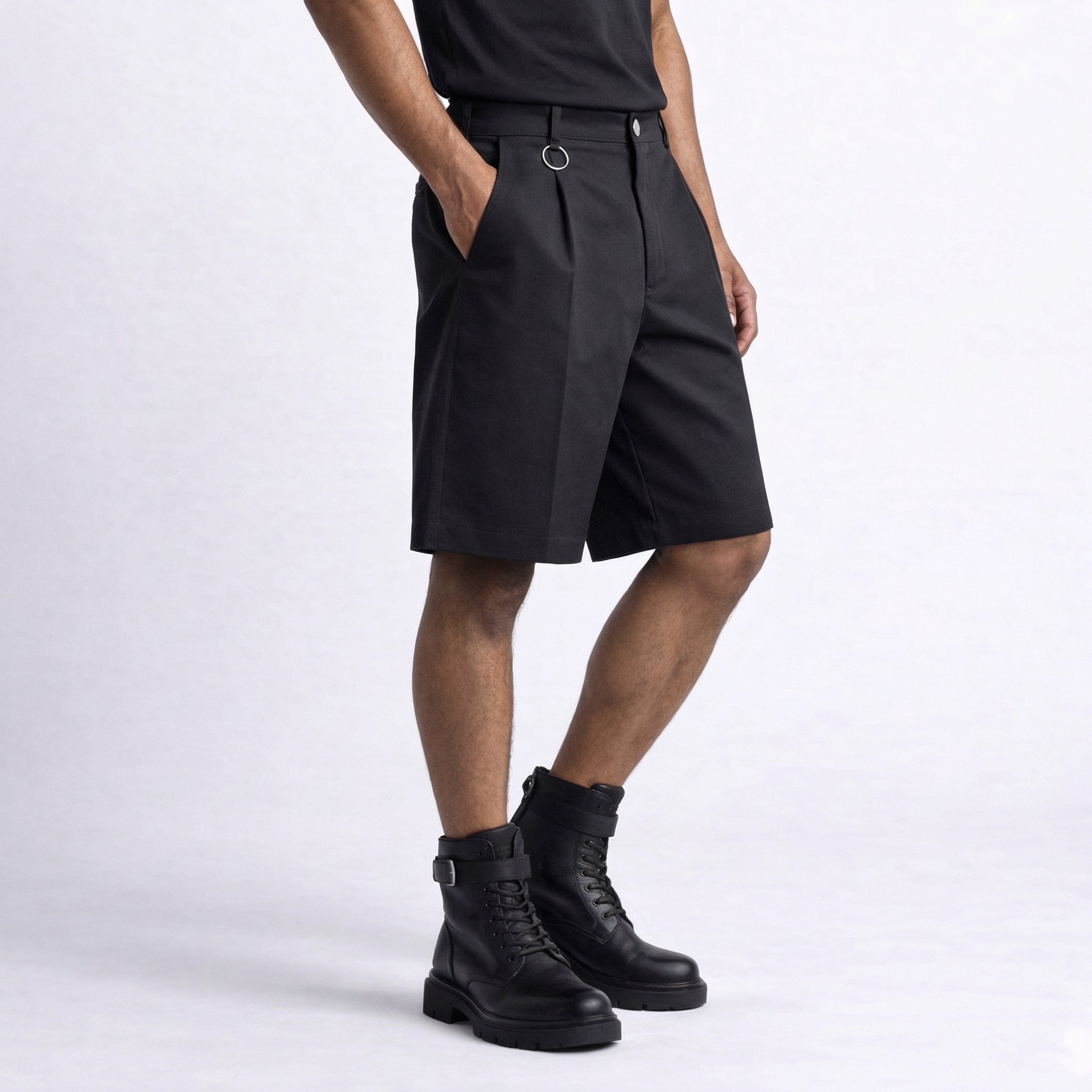 Pantaloni scurți bărbătești negru din bistretch – Asimetrix