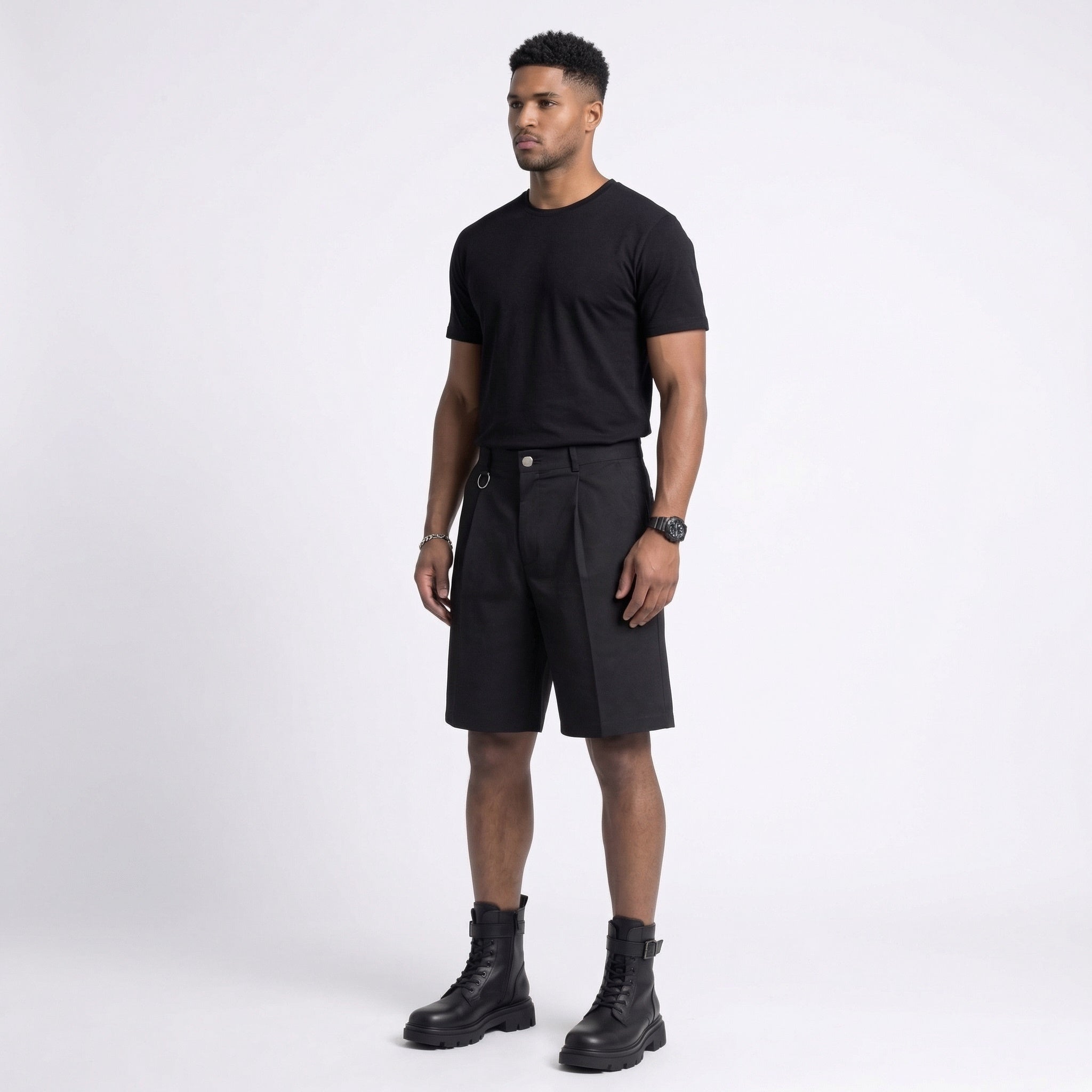 Pantaloni scurți bărbătești negru din bistretch – Asimetrix