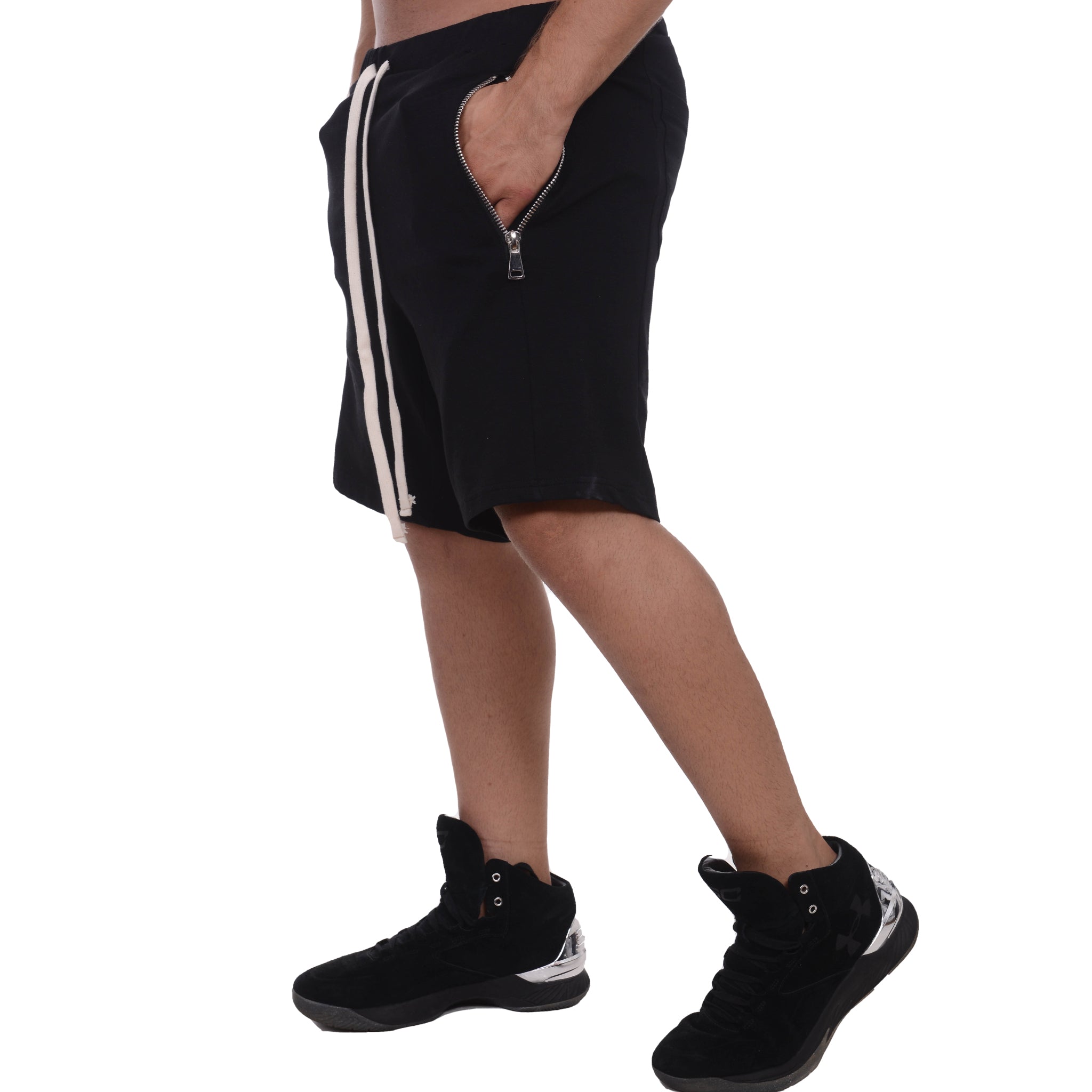 vagabond reflectss pantaloni scurti negriAsimetrix: Pantaloni negri scurti din trening cu buzunare cu fermoar metalic