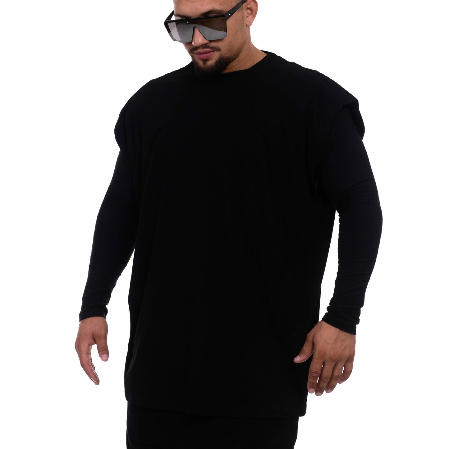 vagabond reflectss asimetrix Tricou negru oversized fara maneca