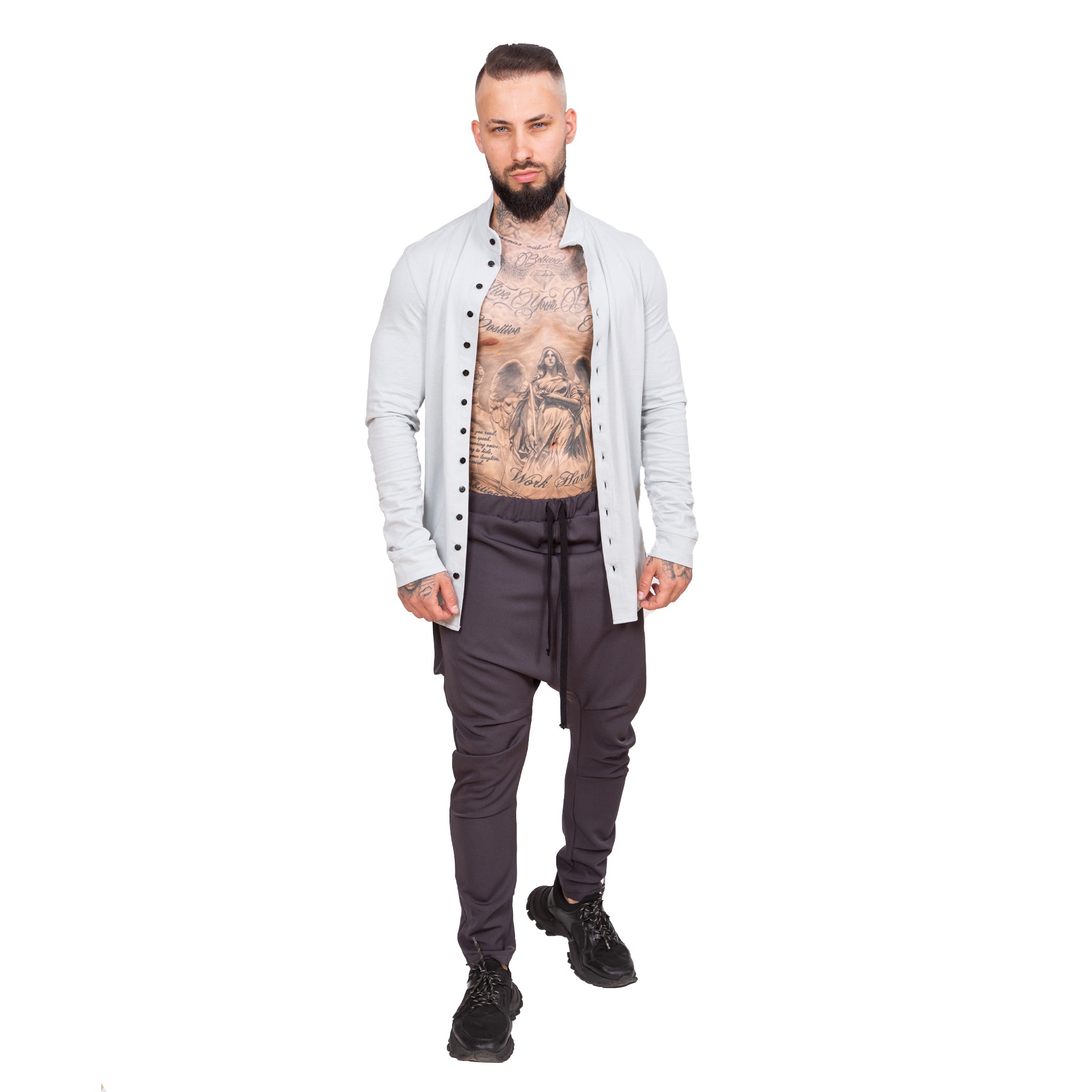 Pantaloni gri, conici, cu tur PG14