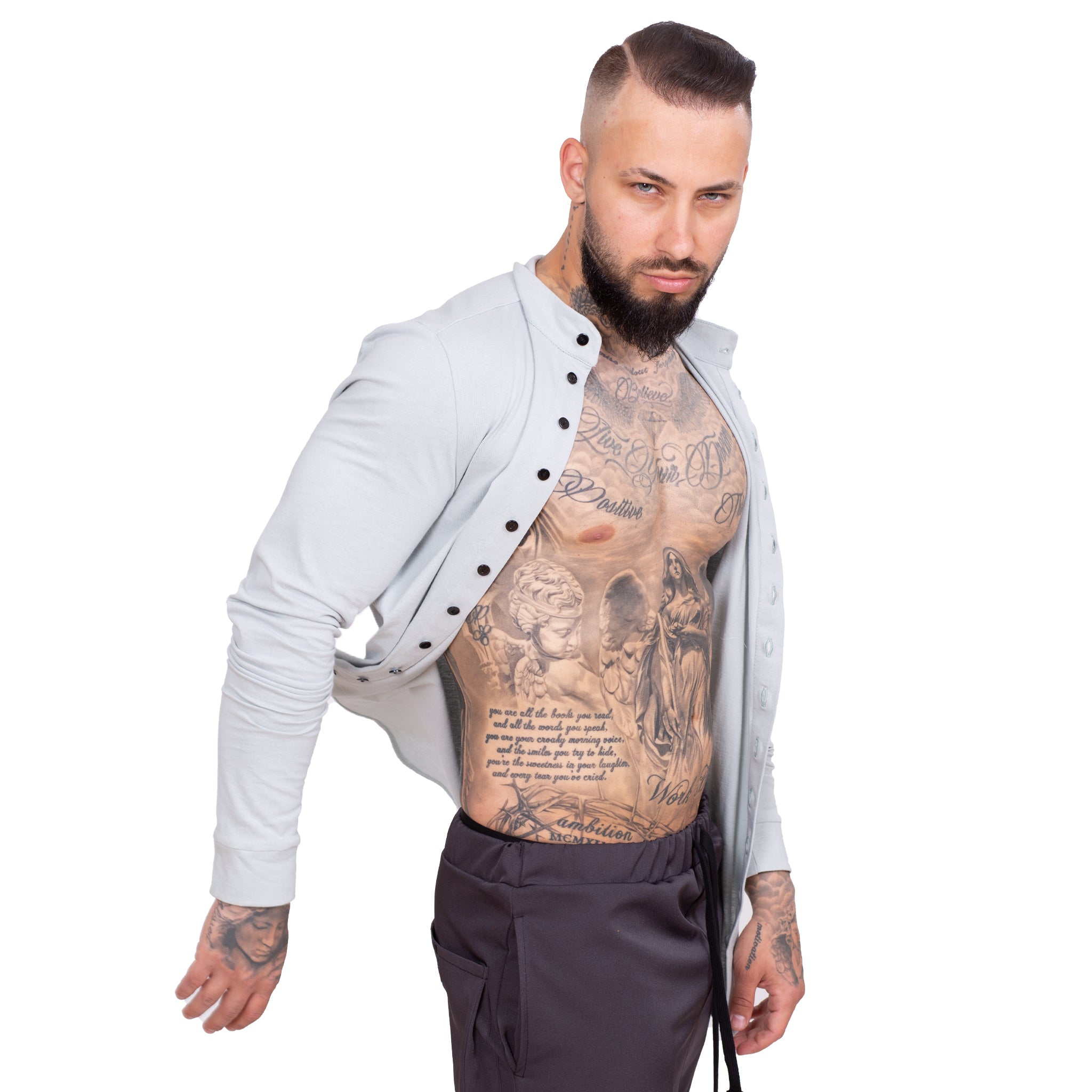 Pantaloni gri, conici, cu tur PG14