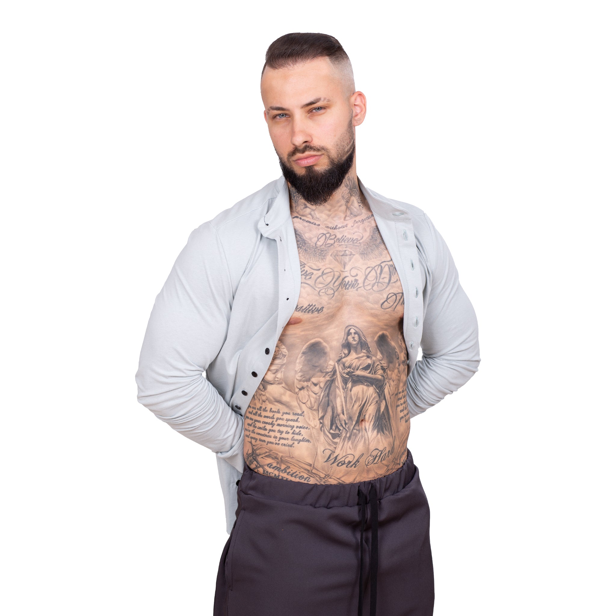 Pantaloni gri, conici, cu tur PG14