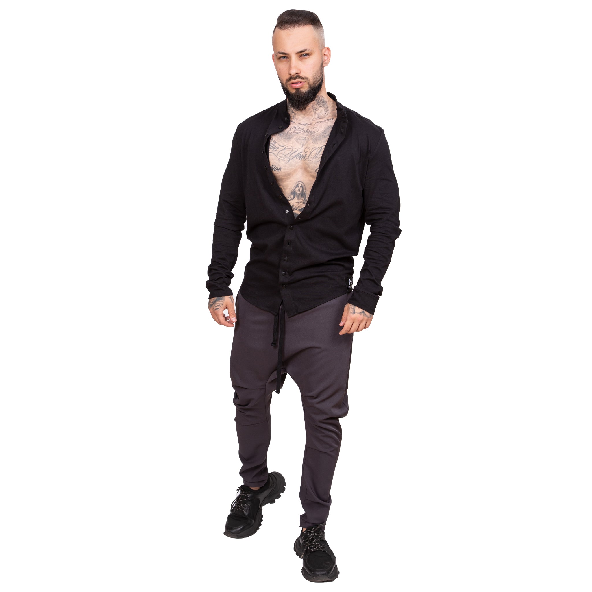 Pantaloni gri, conici, cu tur PG14