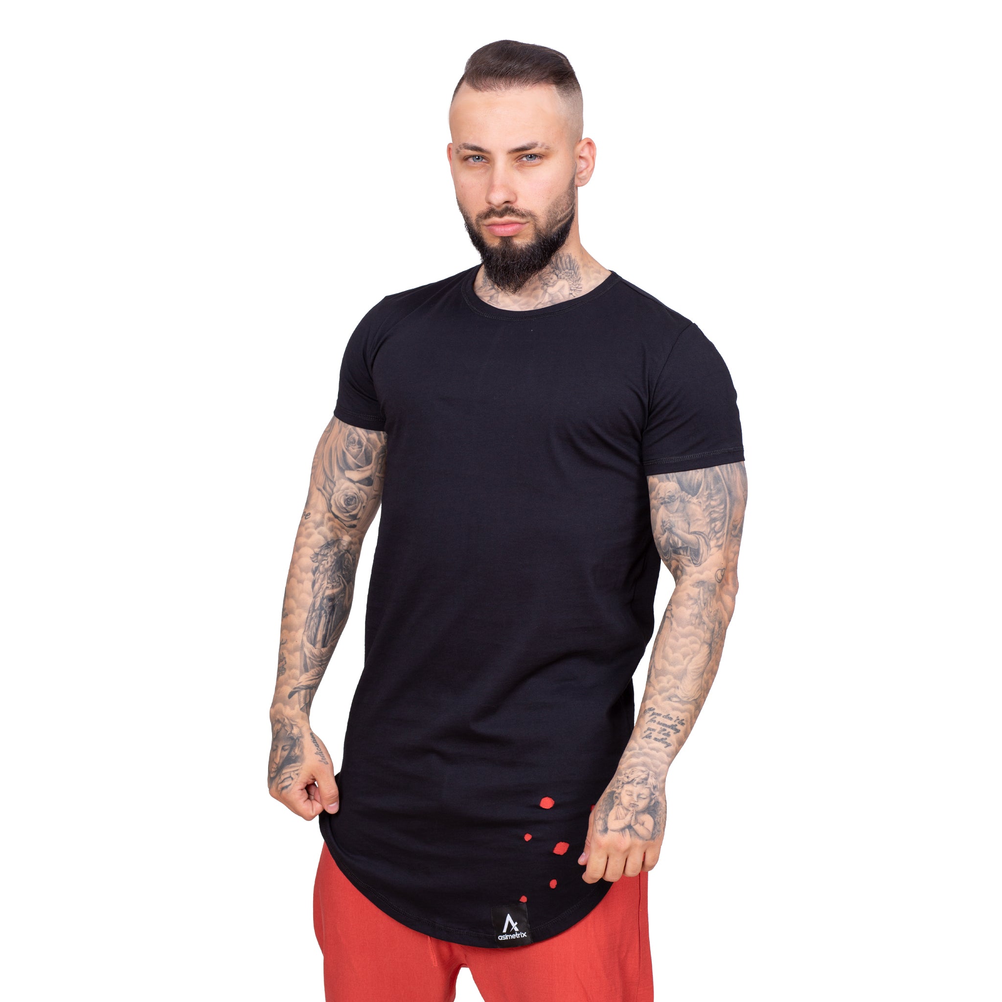 reflectss vagabond tricou barbatesc negru long line perforat