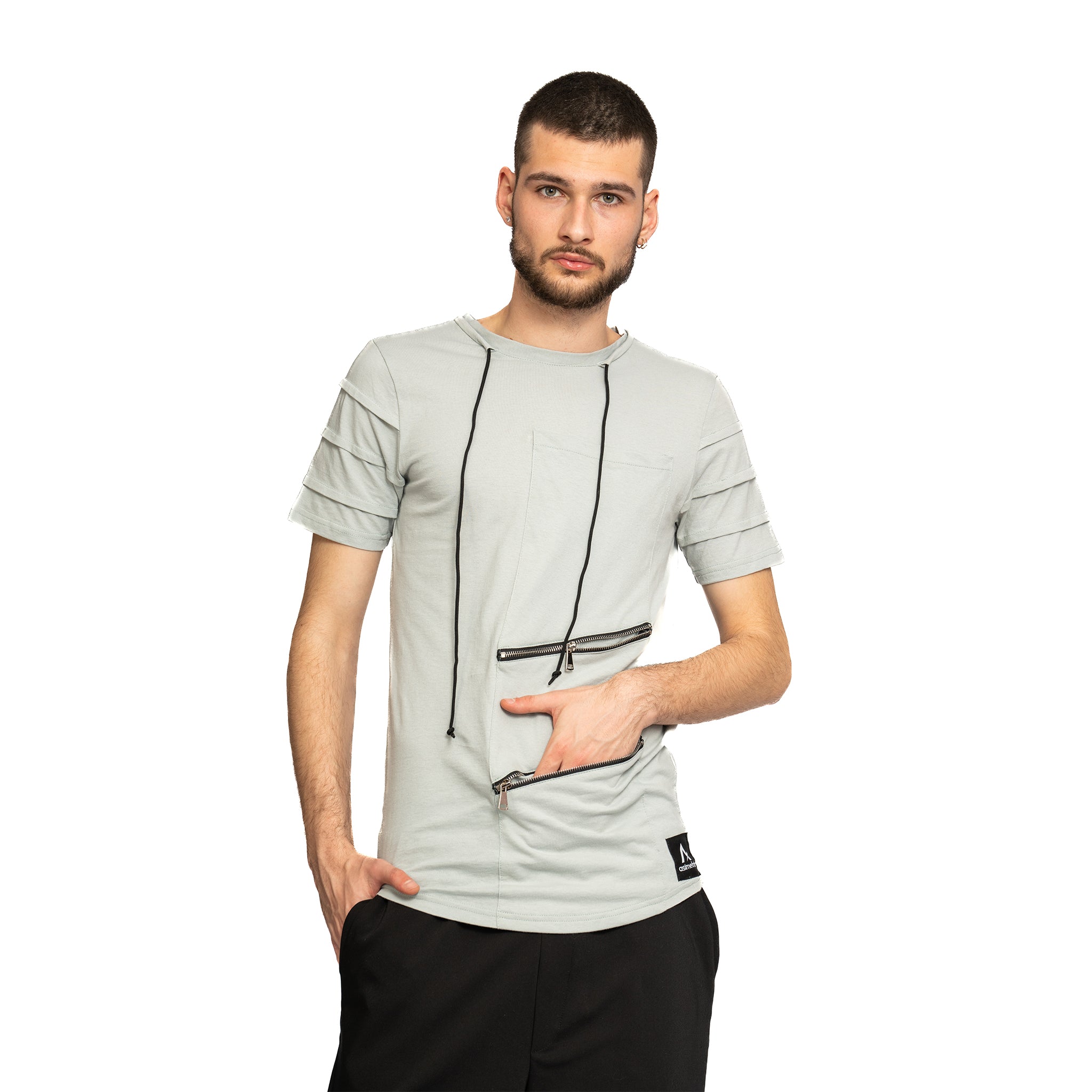 vagabond reflectss tricou cu snur si buzunare oblice cu fermoar