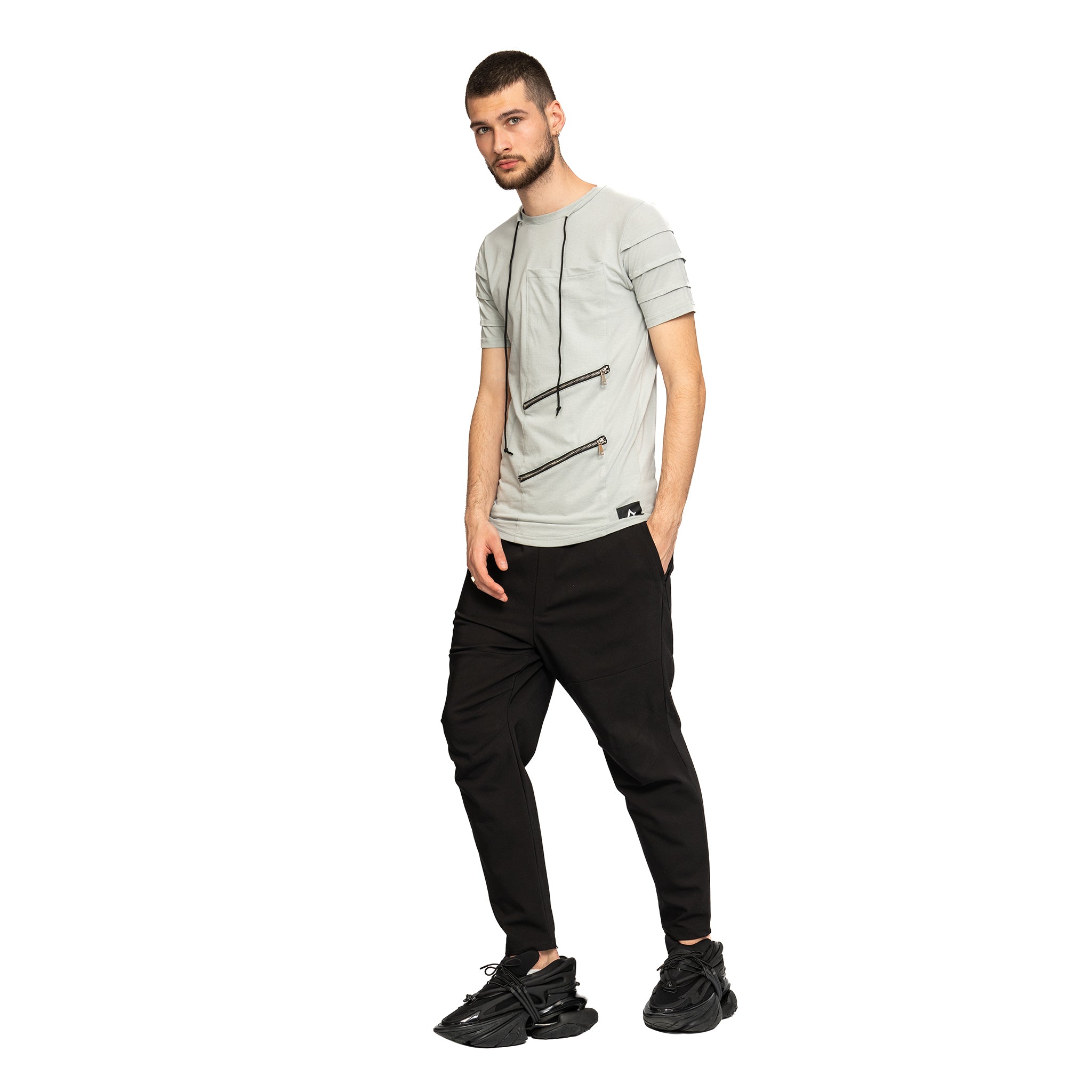 vagabond reflectss tricou cu snur si buzunare oblice cu fermoar