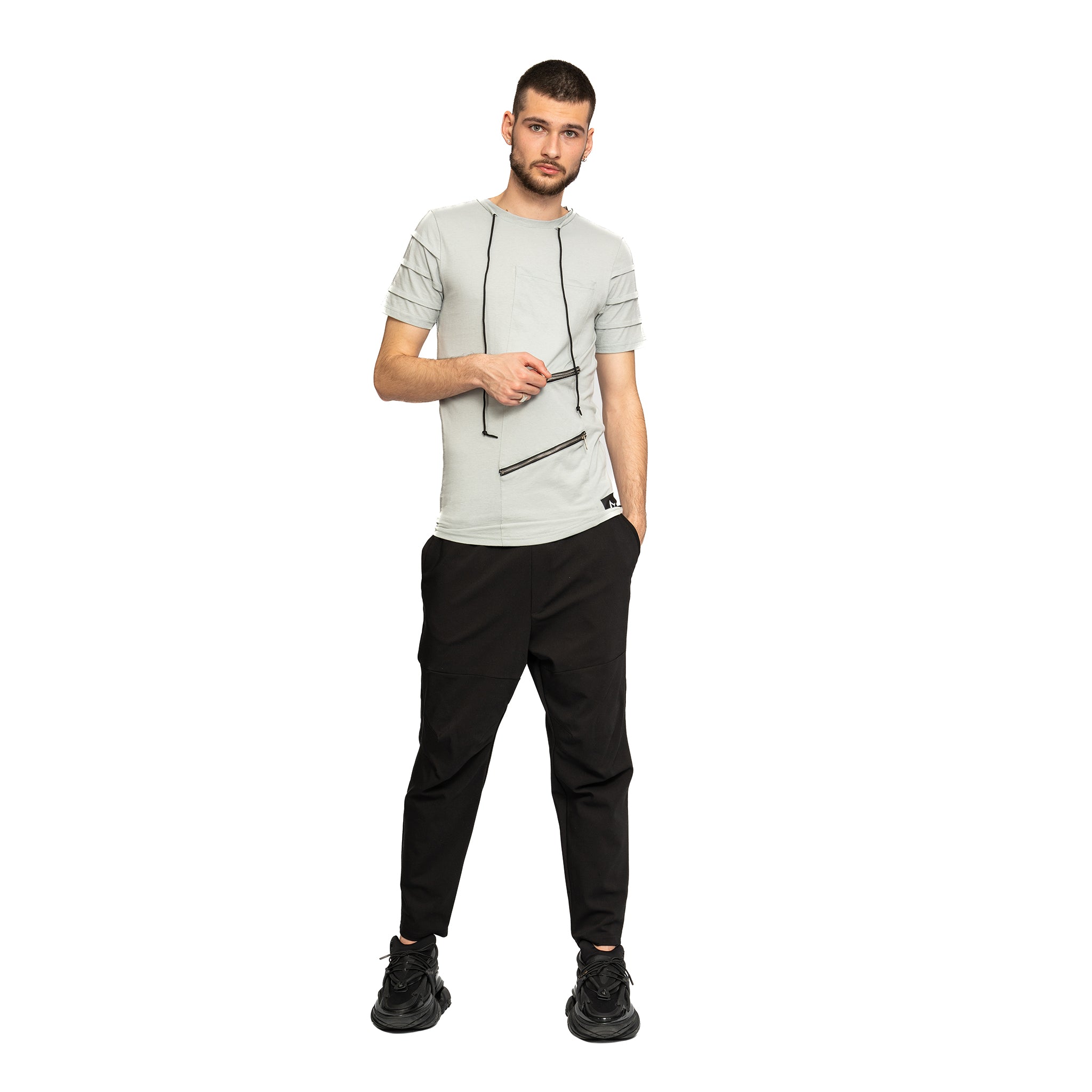 vagabond reflectss tricou cu snur si buzunare oblice cu fermoar